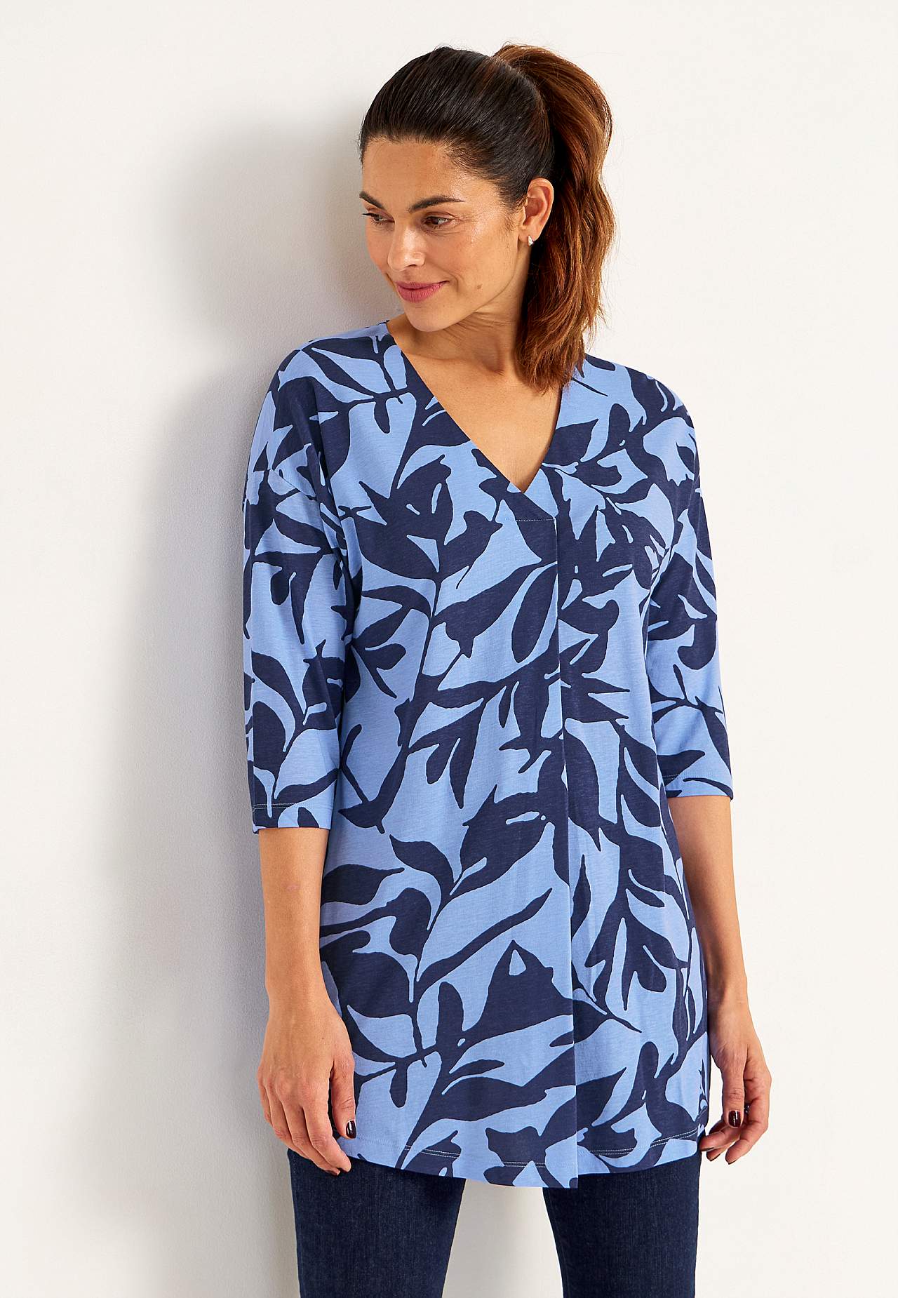 Jersey tuniek met kreuk detail