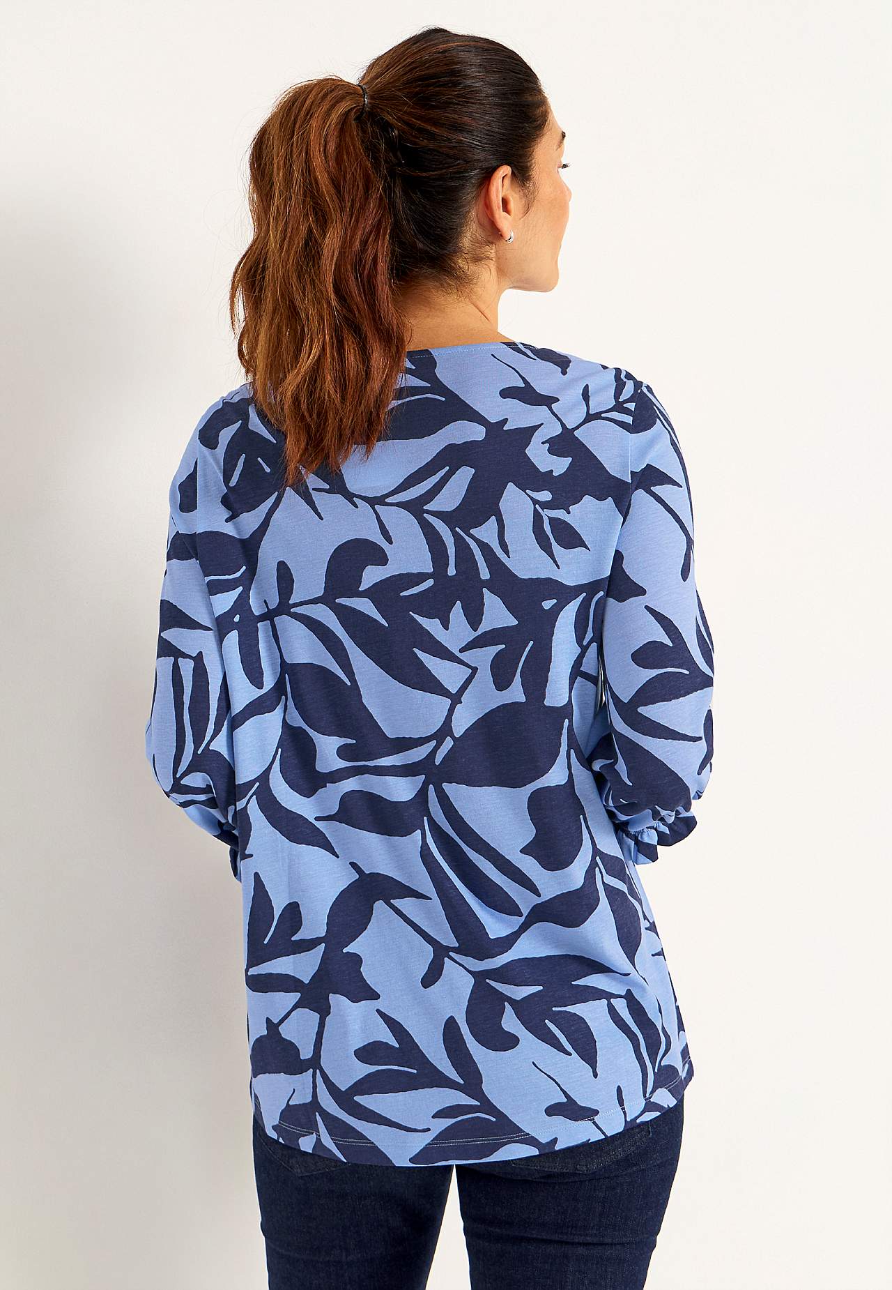 Jersey-topje met gesmokt detail