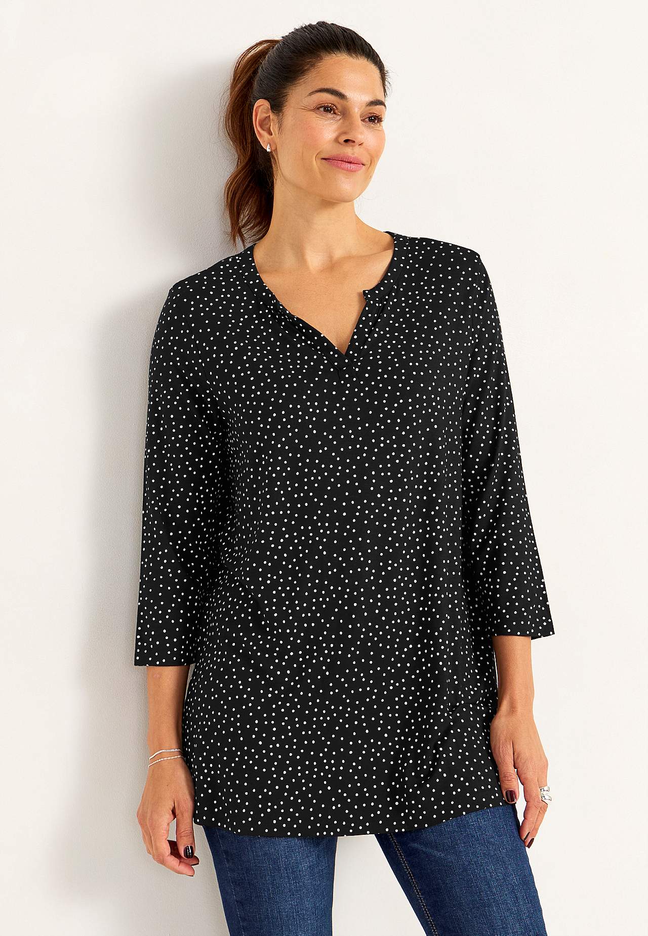 Jersey tuniek met 3/4 mouw