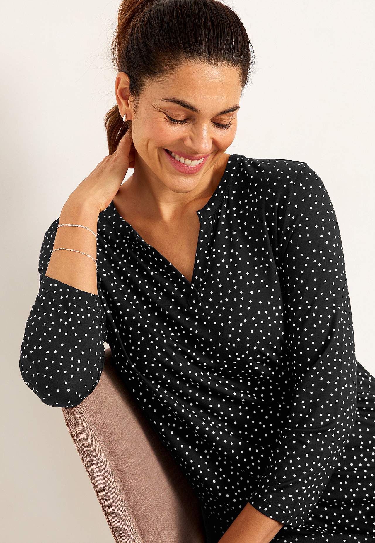 Jersey tuniek met 3/4 mouw