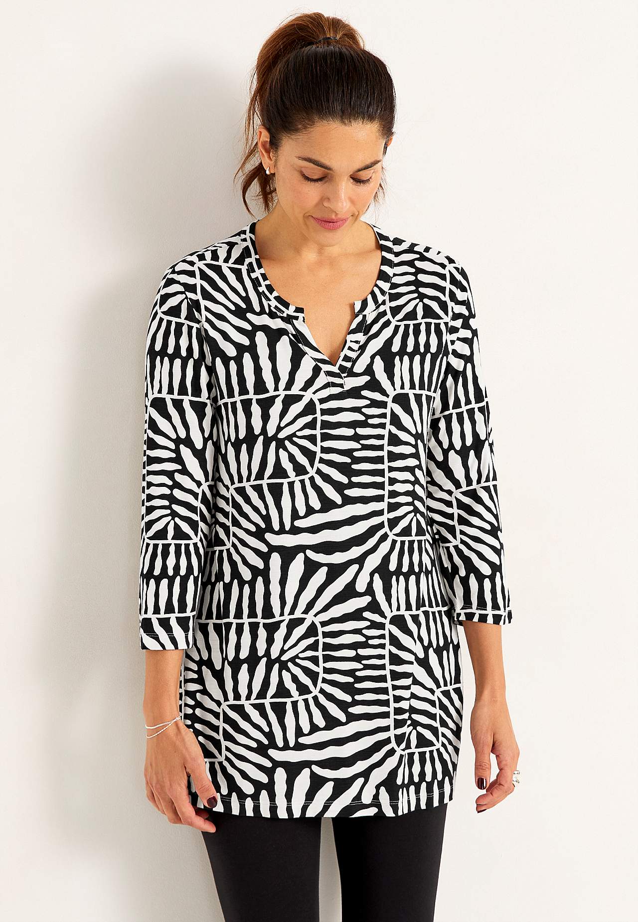 Jersey tuniek met 3/4 mouw