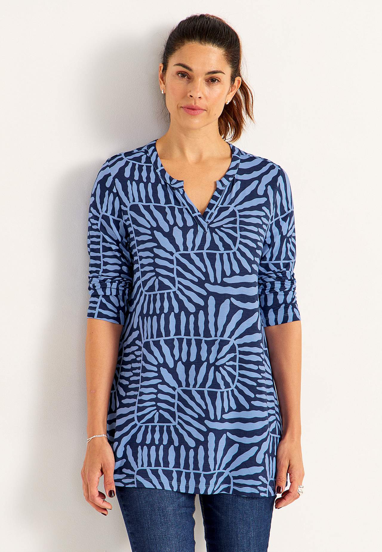 Jersey tuniek met 3/4 mouw