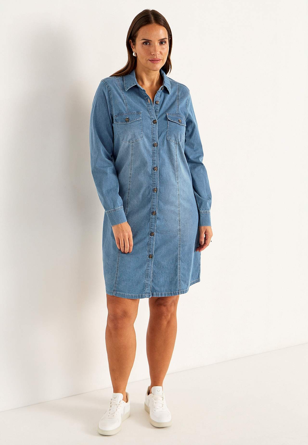 Elastische denim jurk