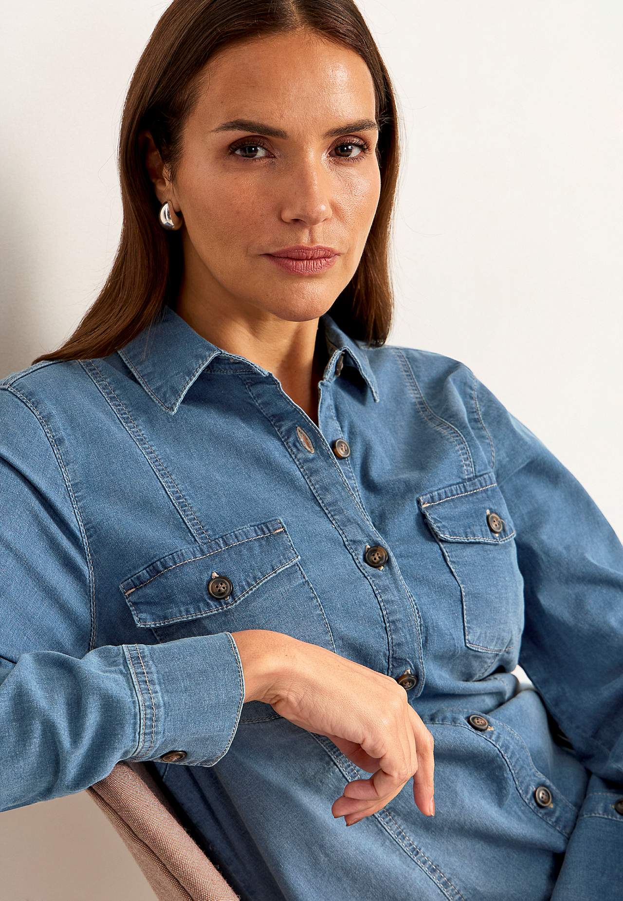 Elastische denim jurk
