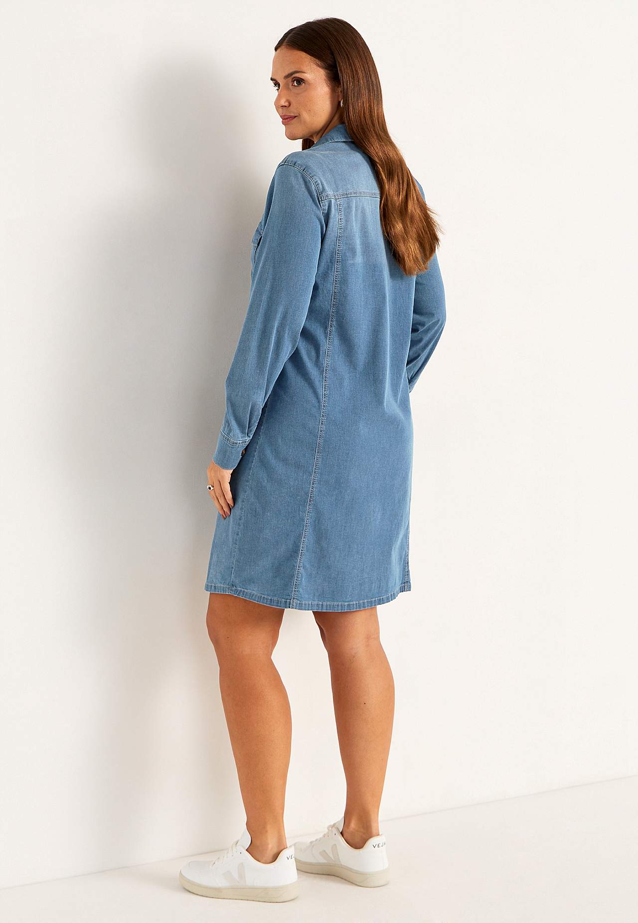 Elastische denim jurk