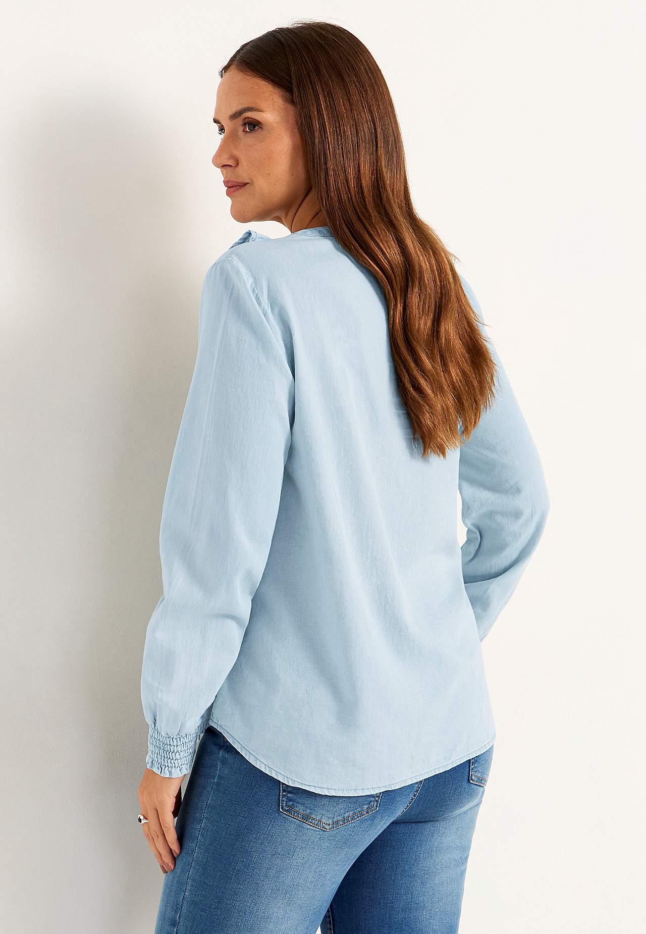 Blouse met ruches van denim
