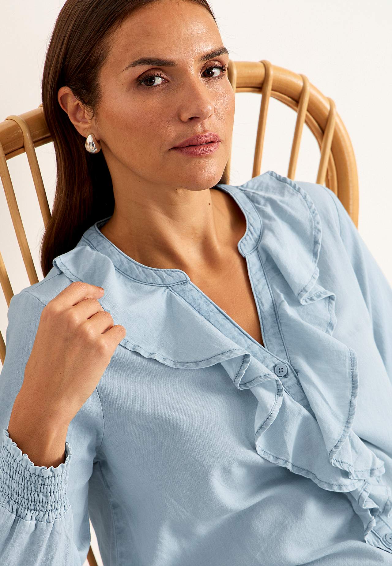 Blouse met ruches van denim