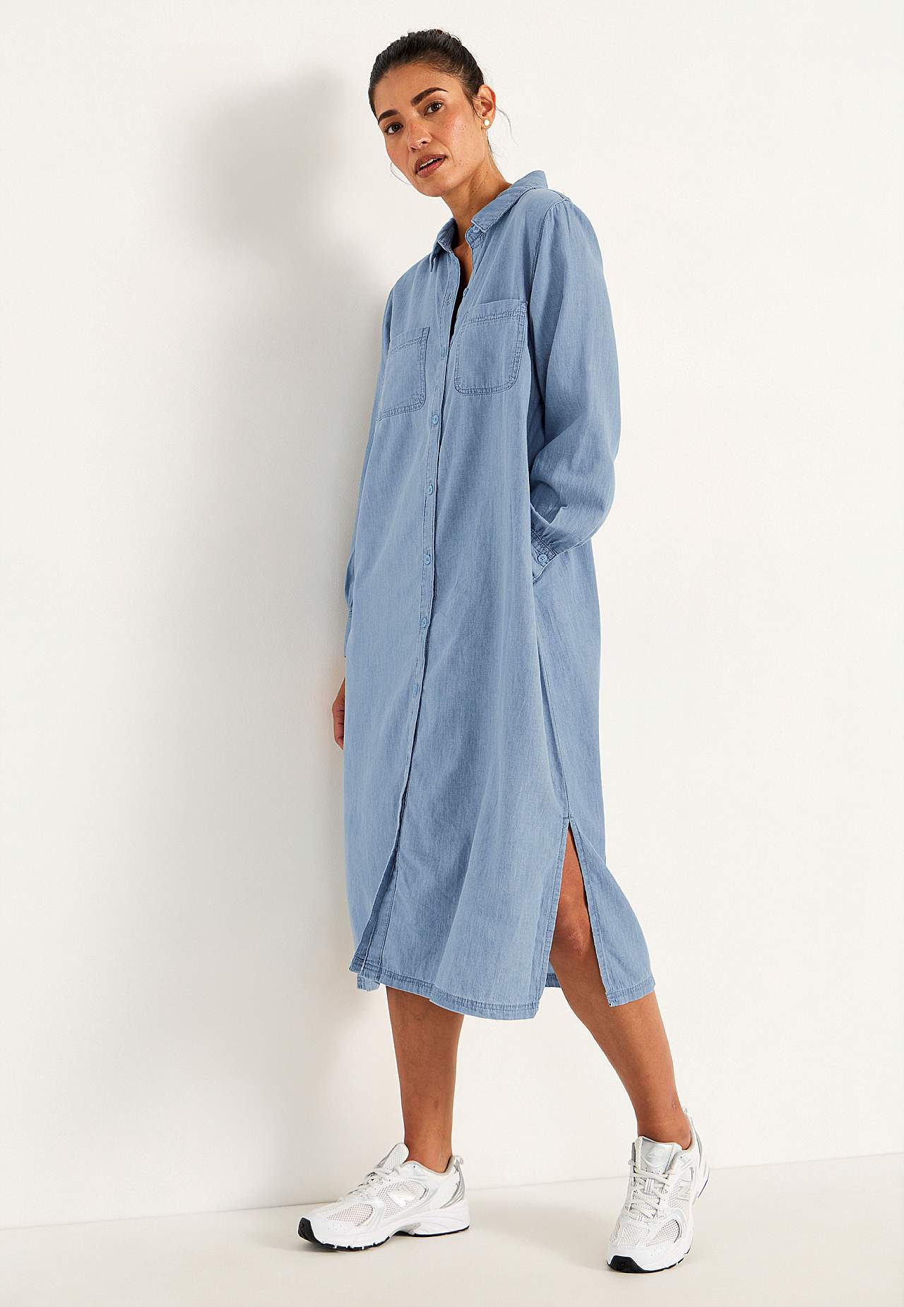 Denim jurk met zijzakken