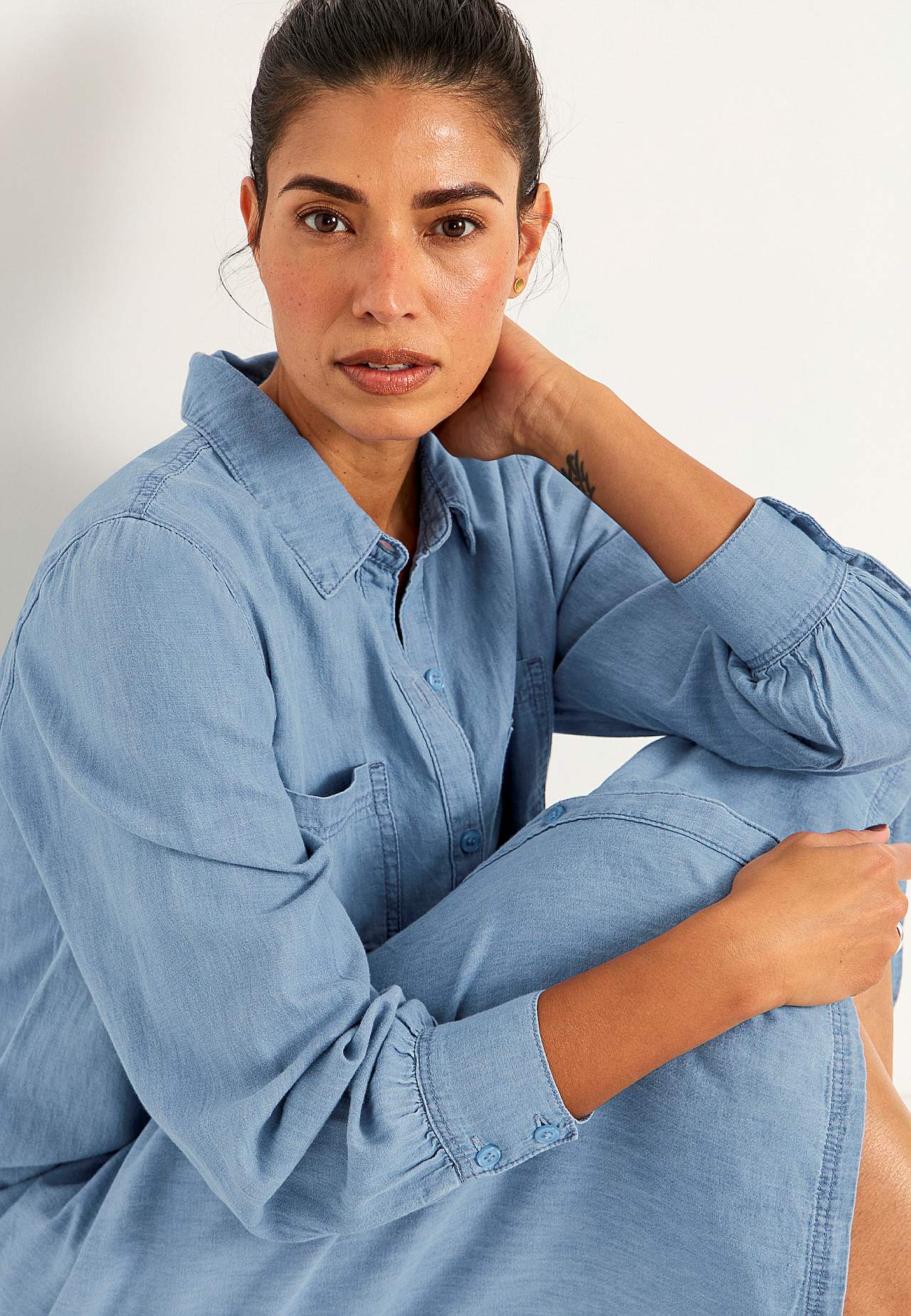 Denim jurk met zijzakken