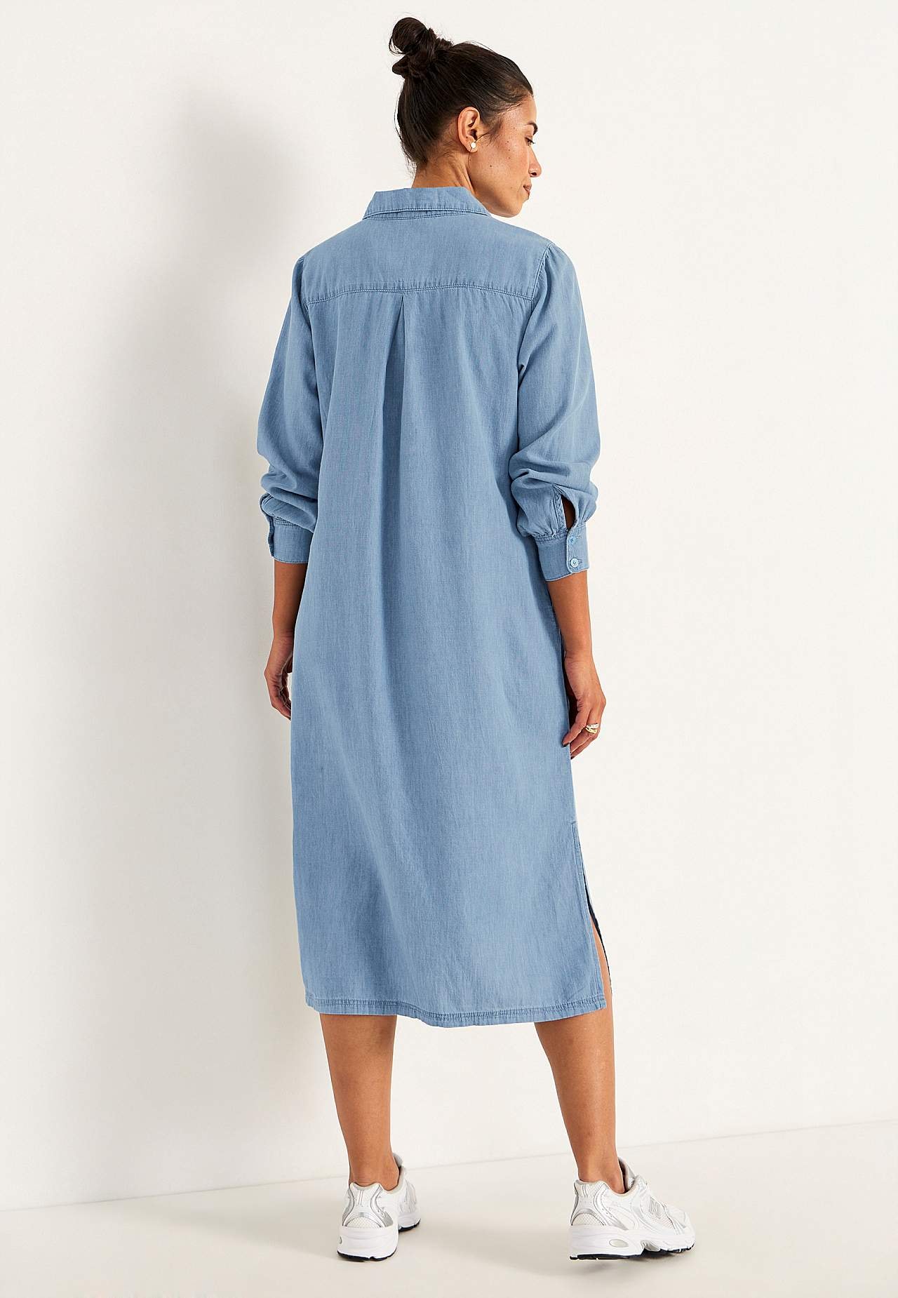 Denim jurk met zijzakken