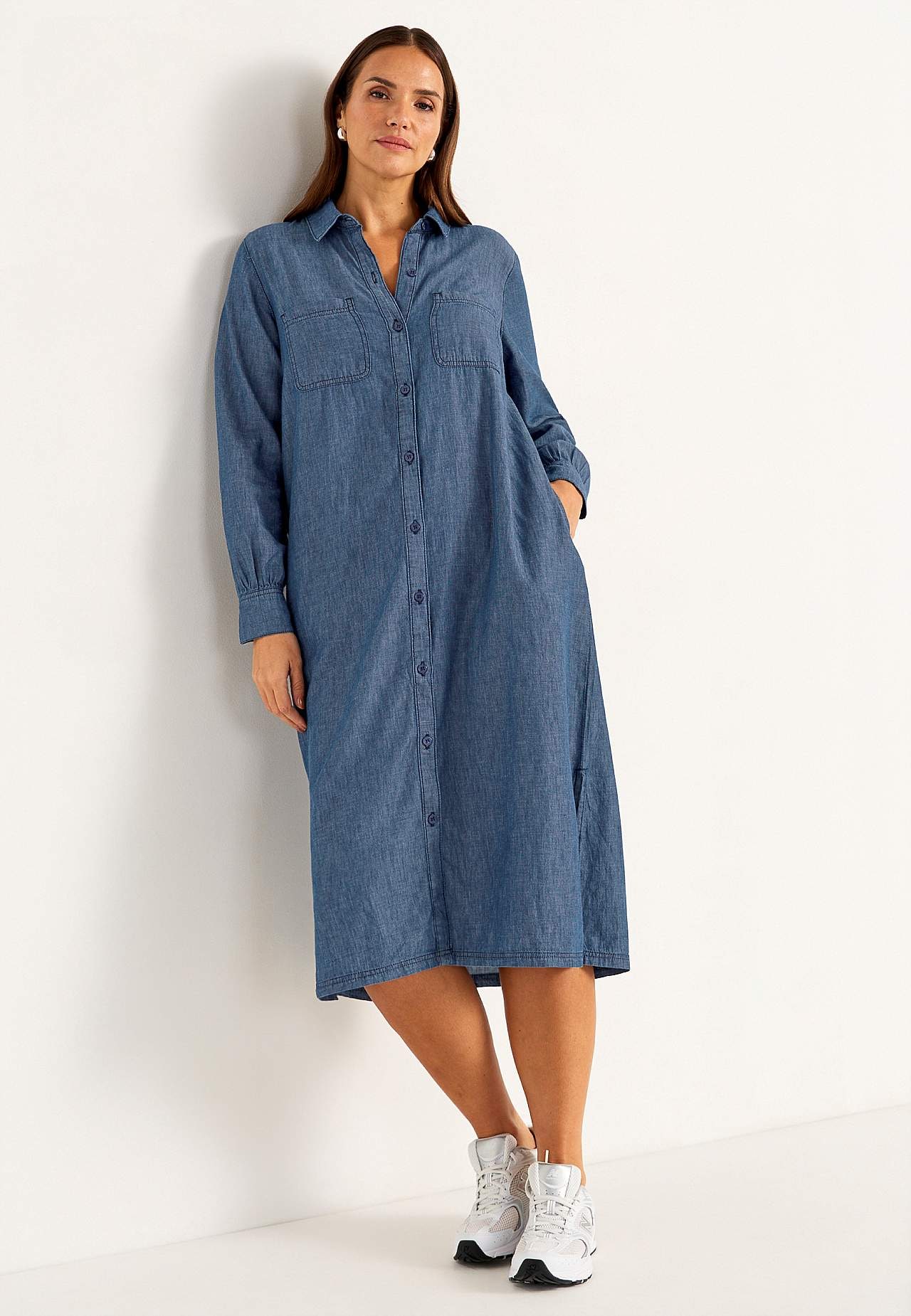 Denim jurk met zijzakken
