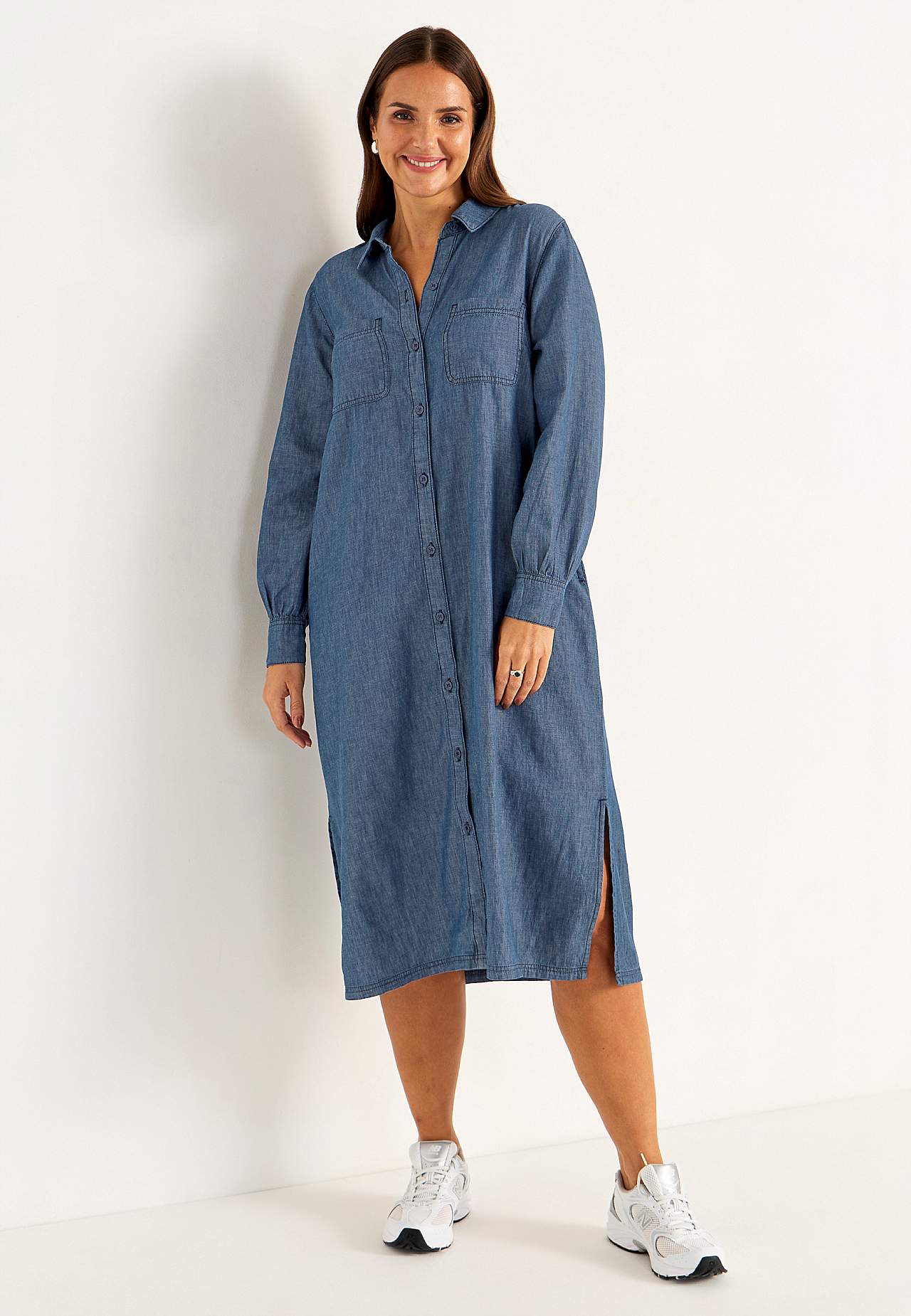 Denim jurk met zijzakken