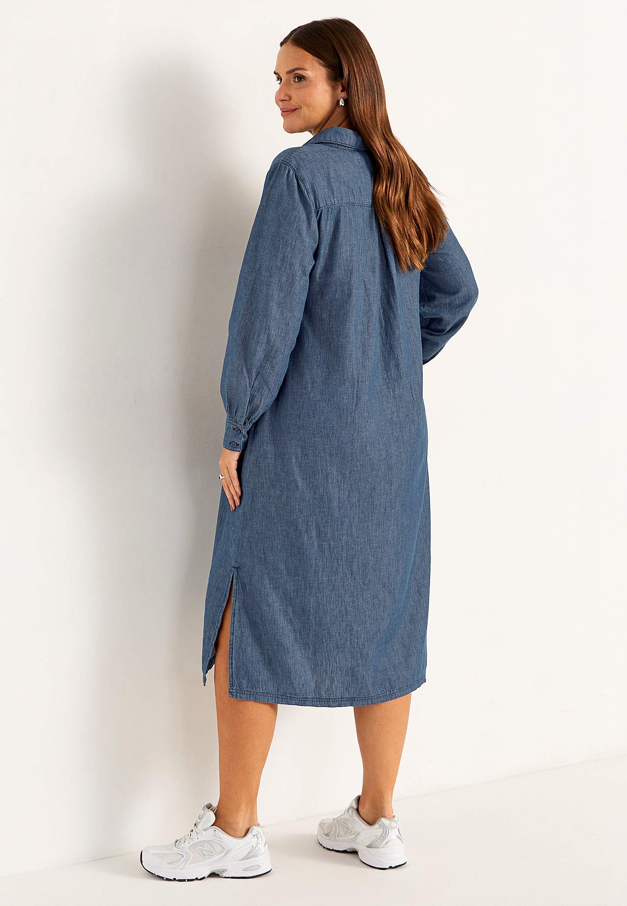 Denim jurk met zijzakken