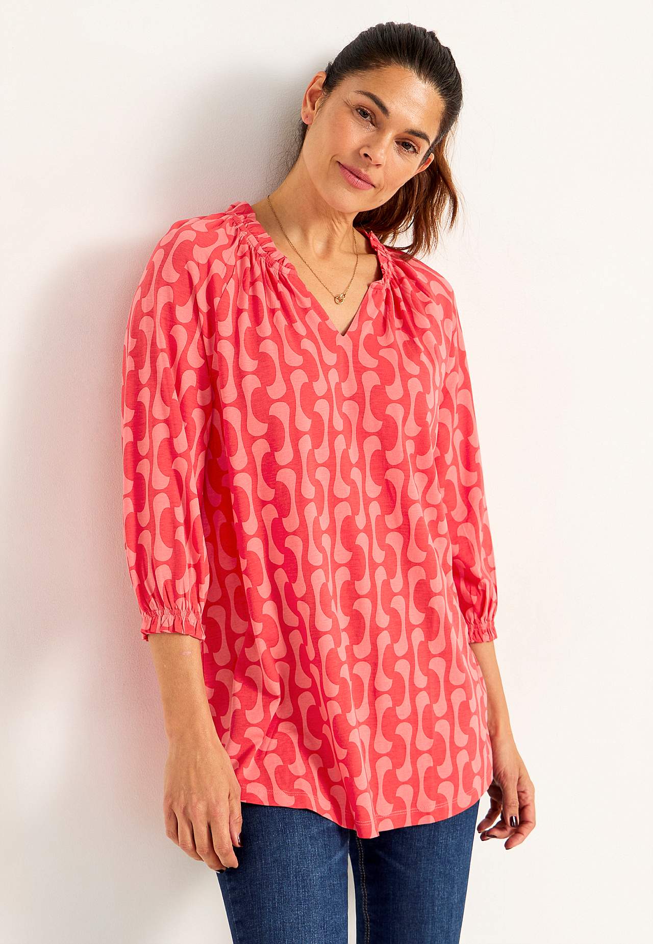Jersey tuniek met 3/4 lengte mouwen