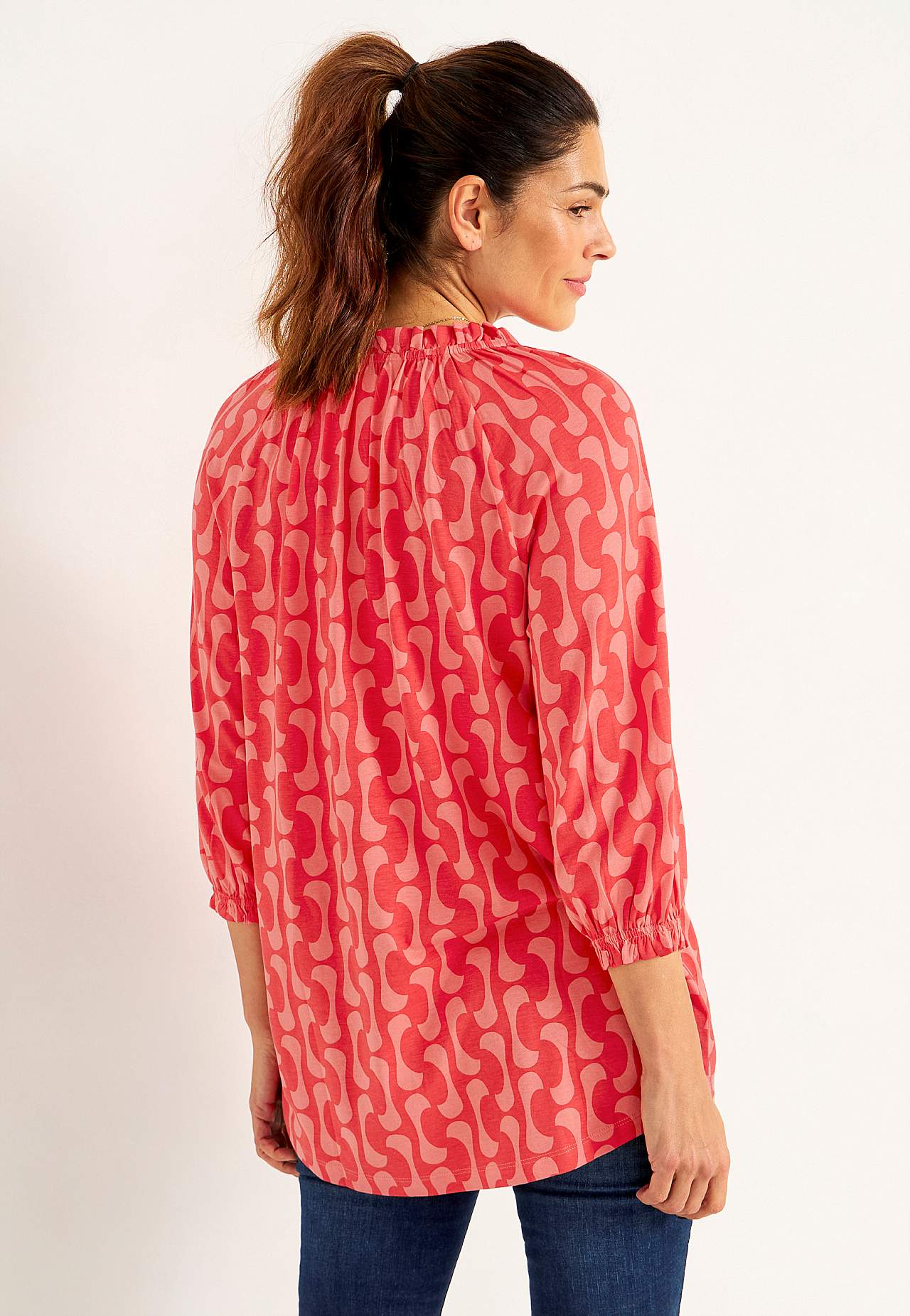 Jersey tuniek met 3/4 lengte mouwen