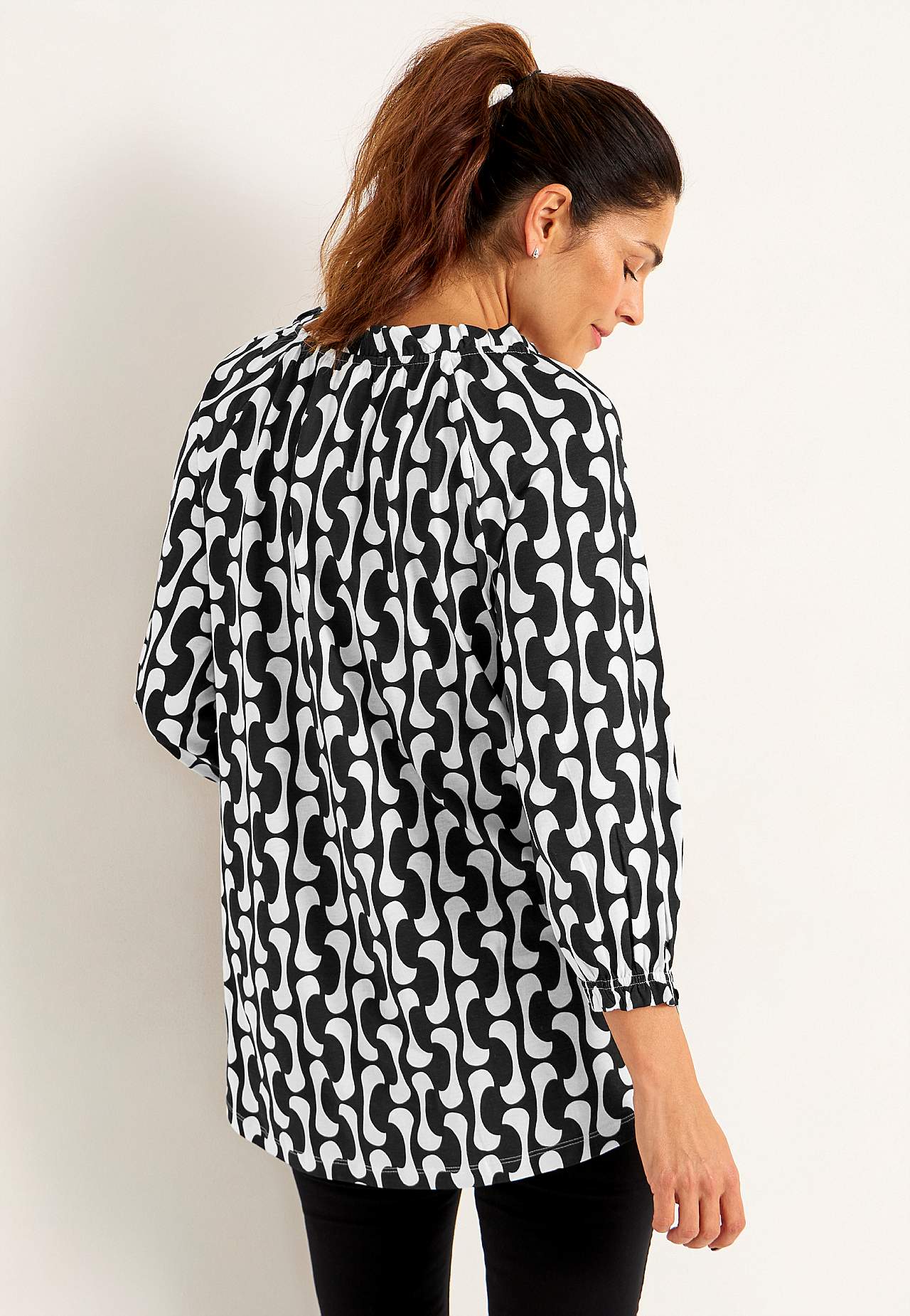 Jersey tuniek met 3/4 lengte mouwen