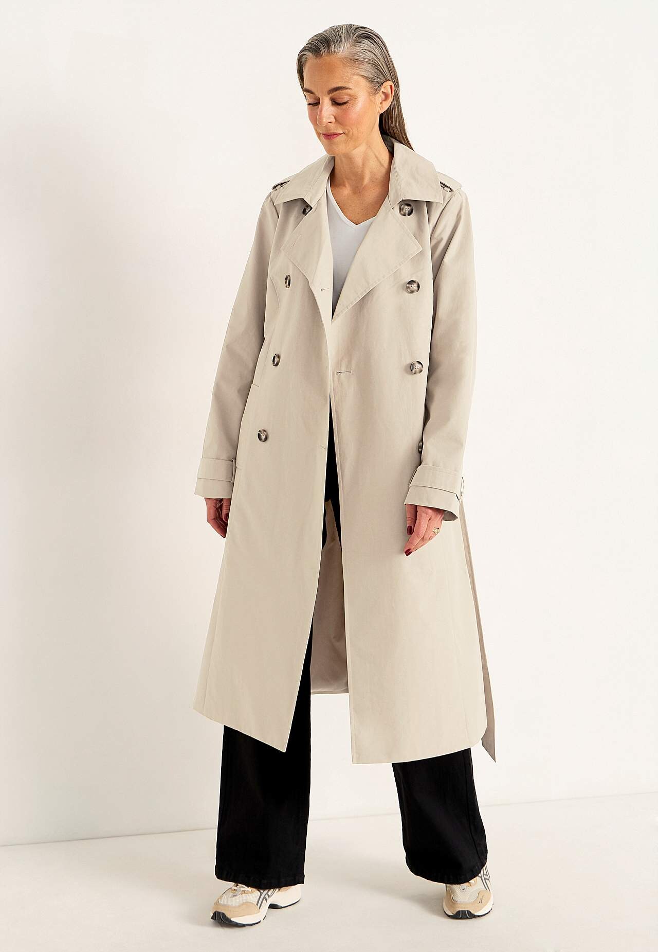 Dubbel-borstige trenchcoat