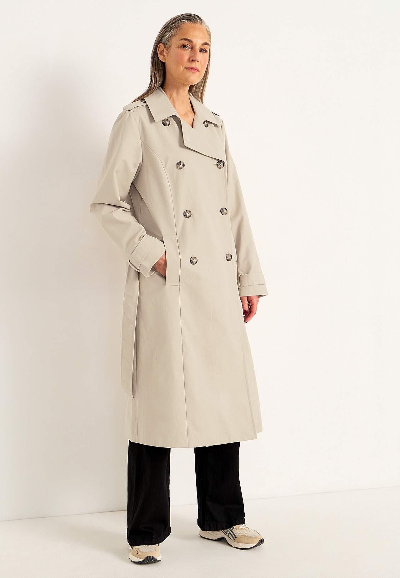 Dubbel-borstige trenchcoat
