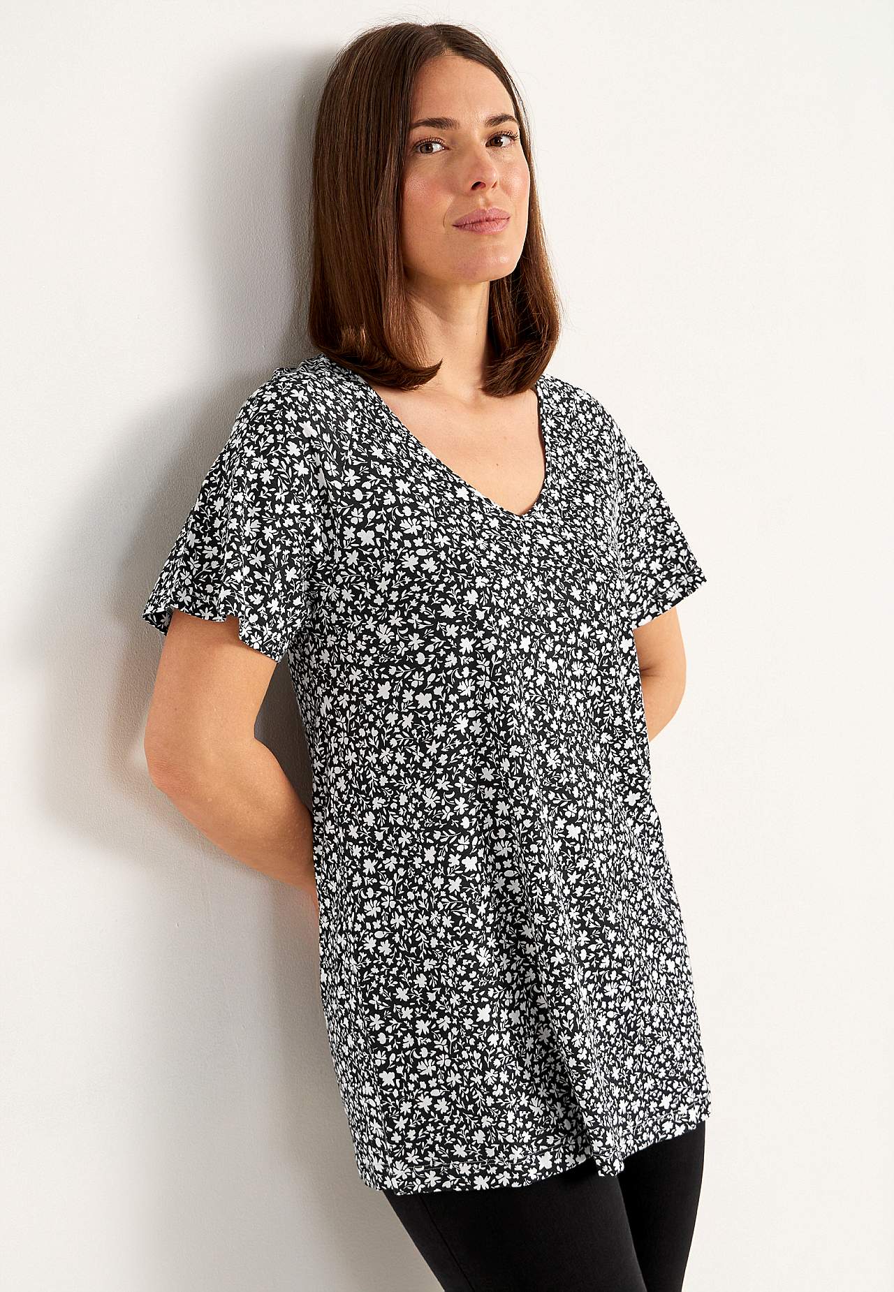 Kleine bloemen jersey tuniek