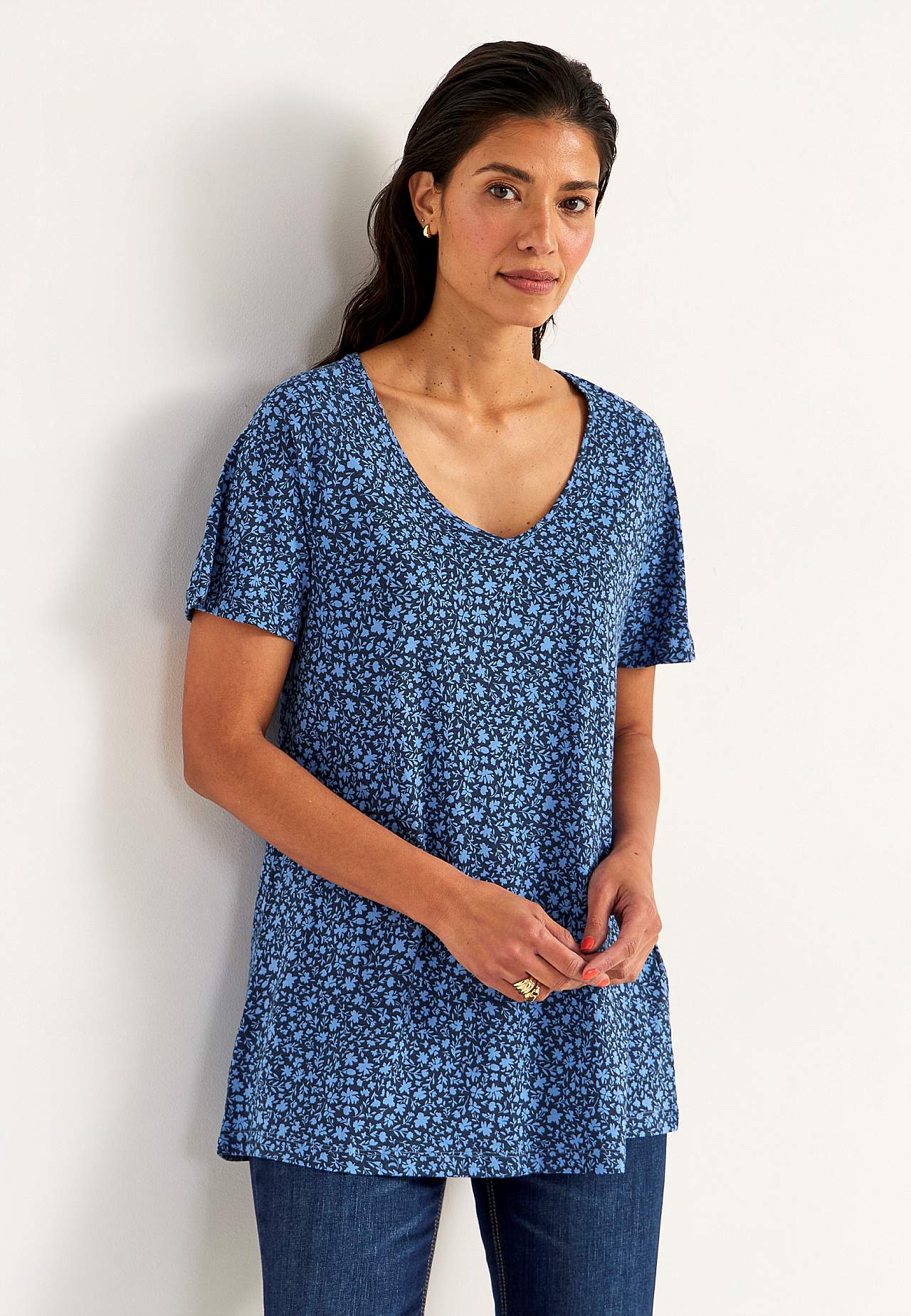 Kleine bloemen jersey tuniek