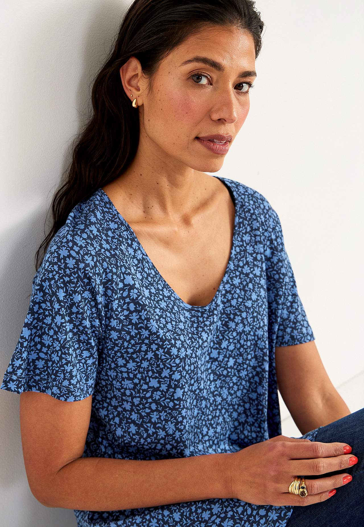 Kleine bloemen jersey tuniek