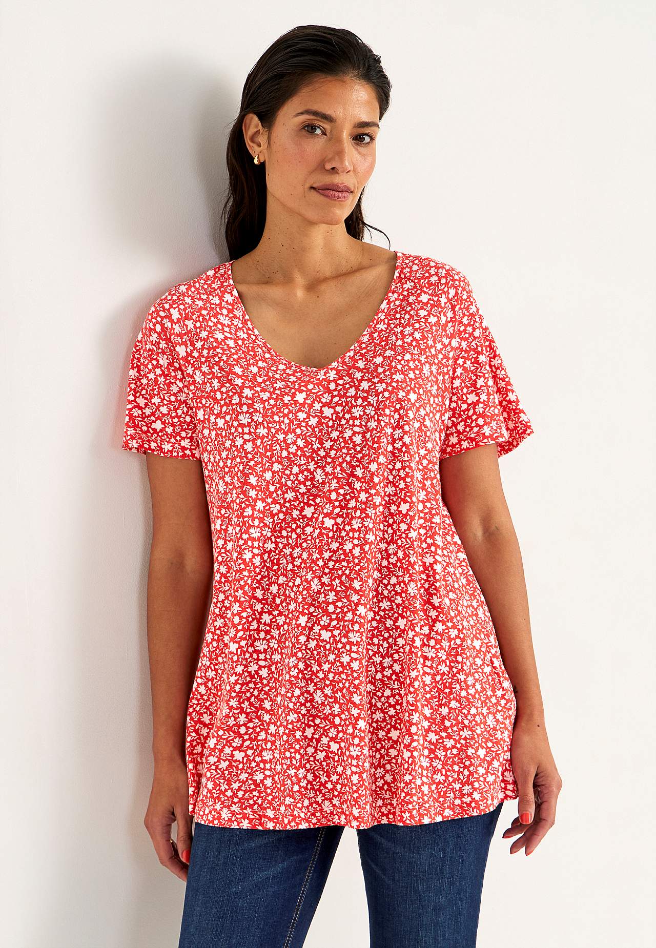 Kleine bloemen jersey tuniek