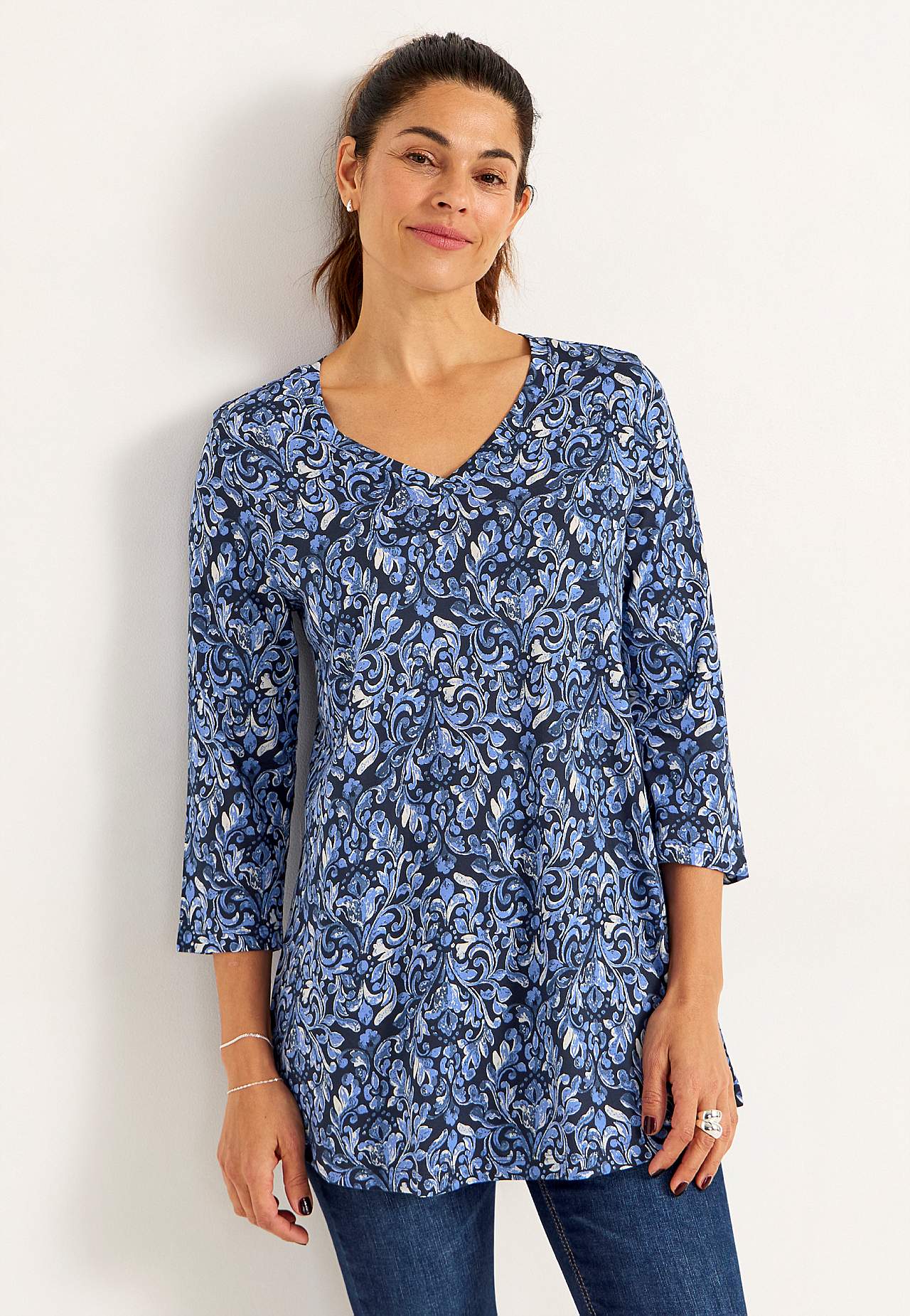 Jersey tuniek met 3/4 mouw