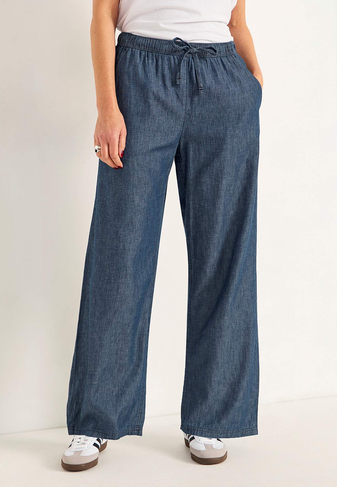 Broek van denim met wijde benen