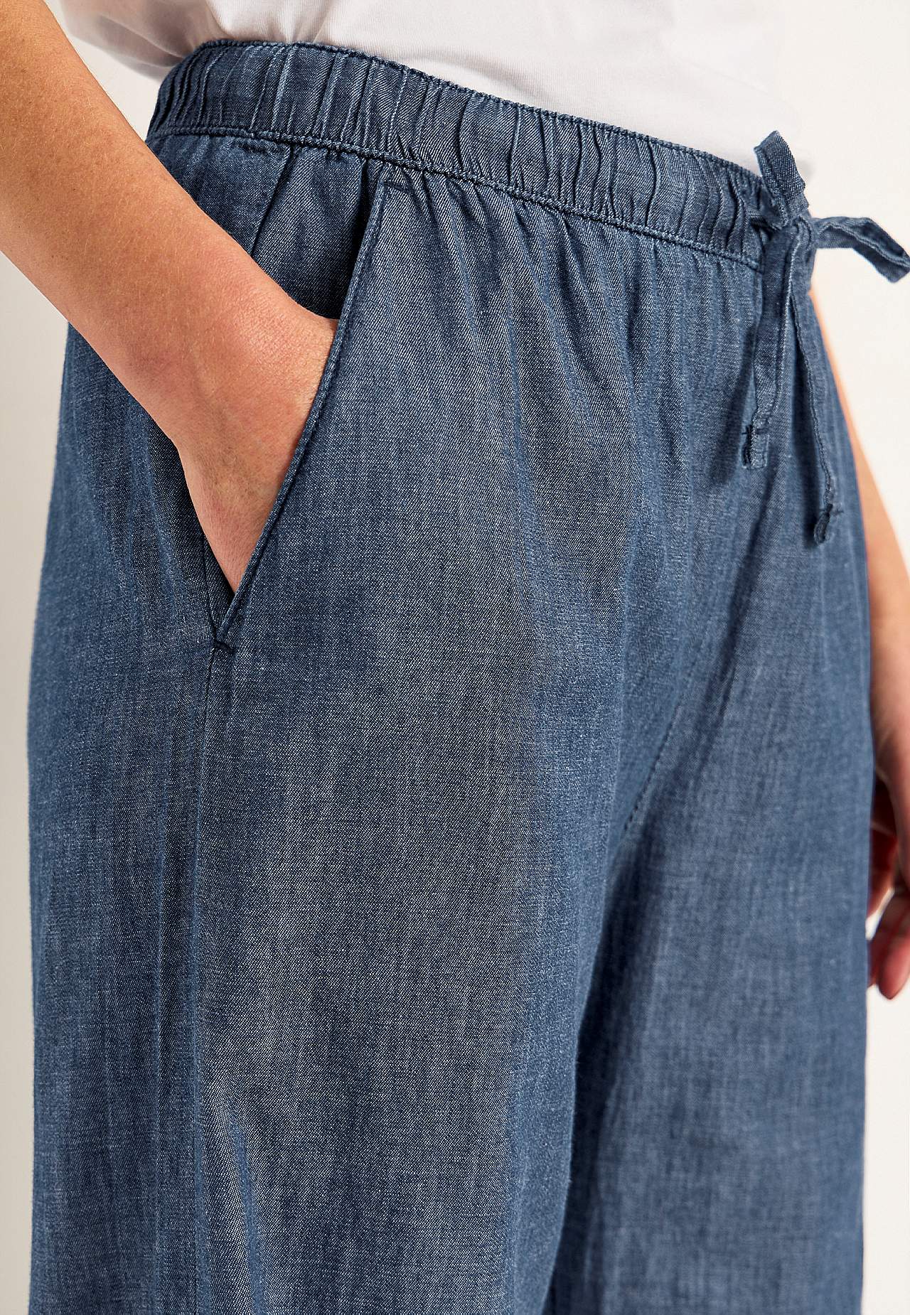 Broek van denim met wijde benen