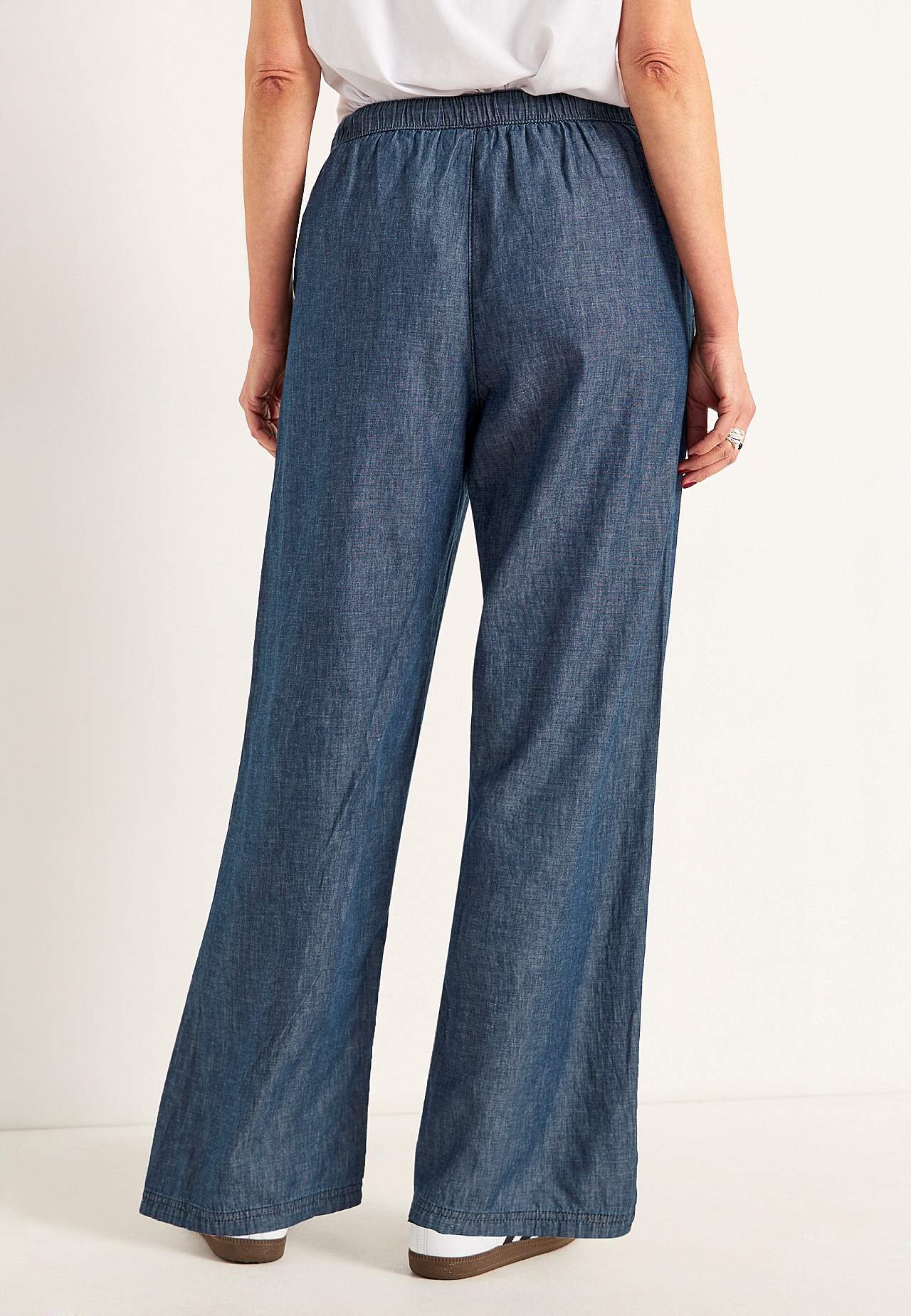 Broek van denim met wijde benen