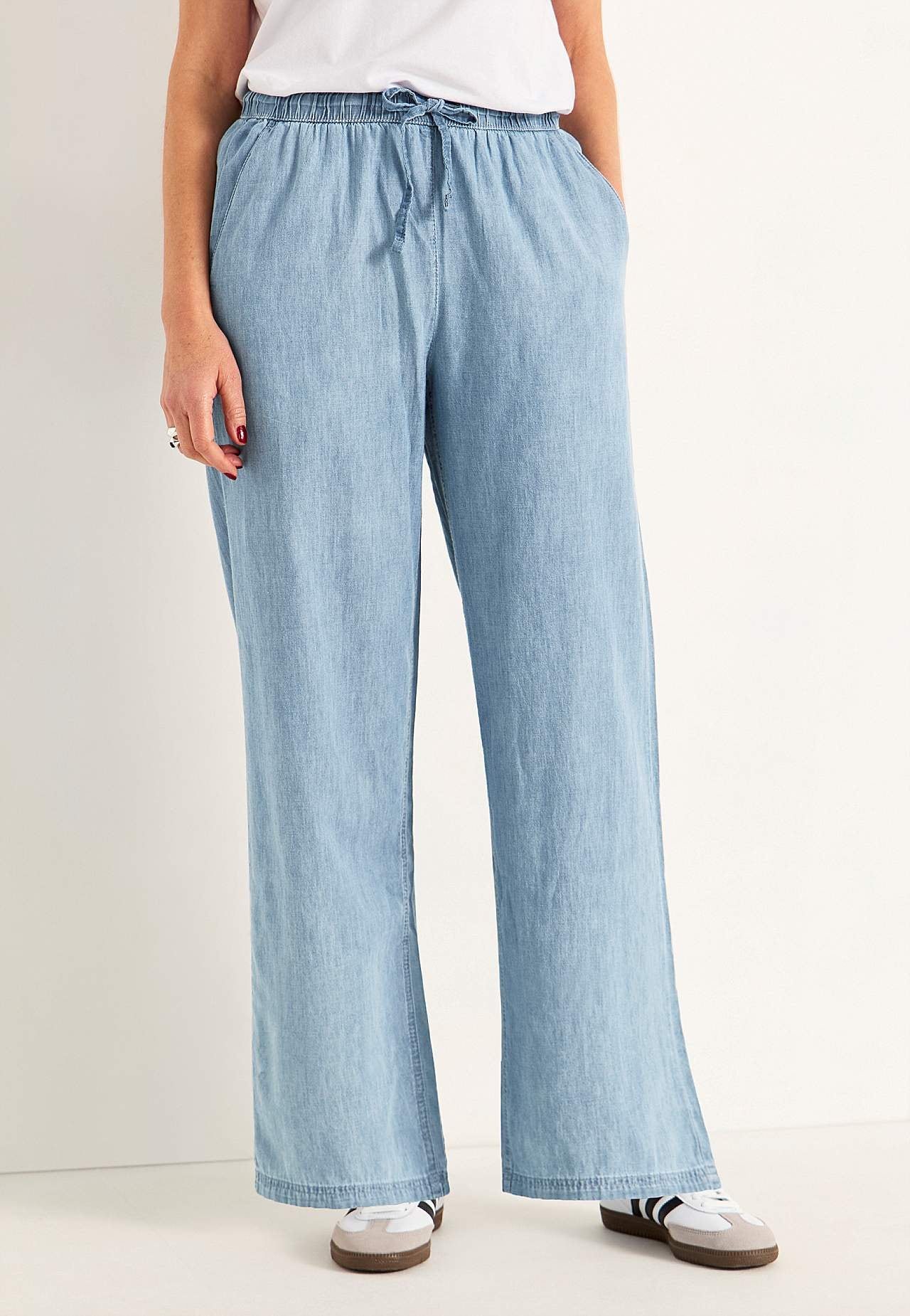 Broek van denim met wijde benen