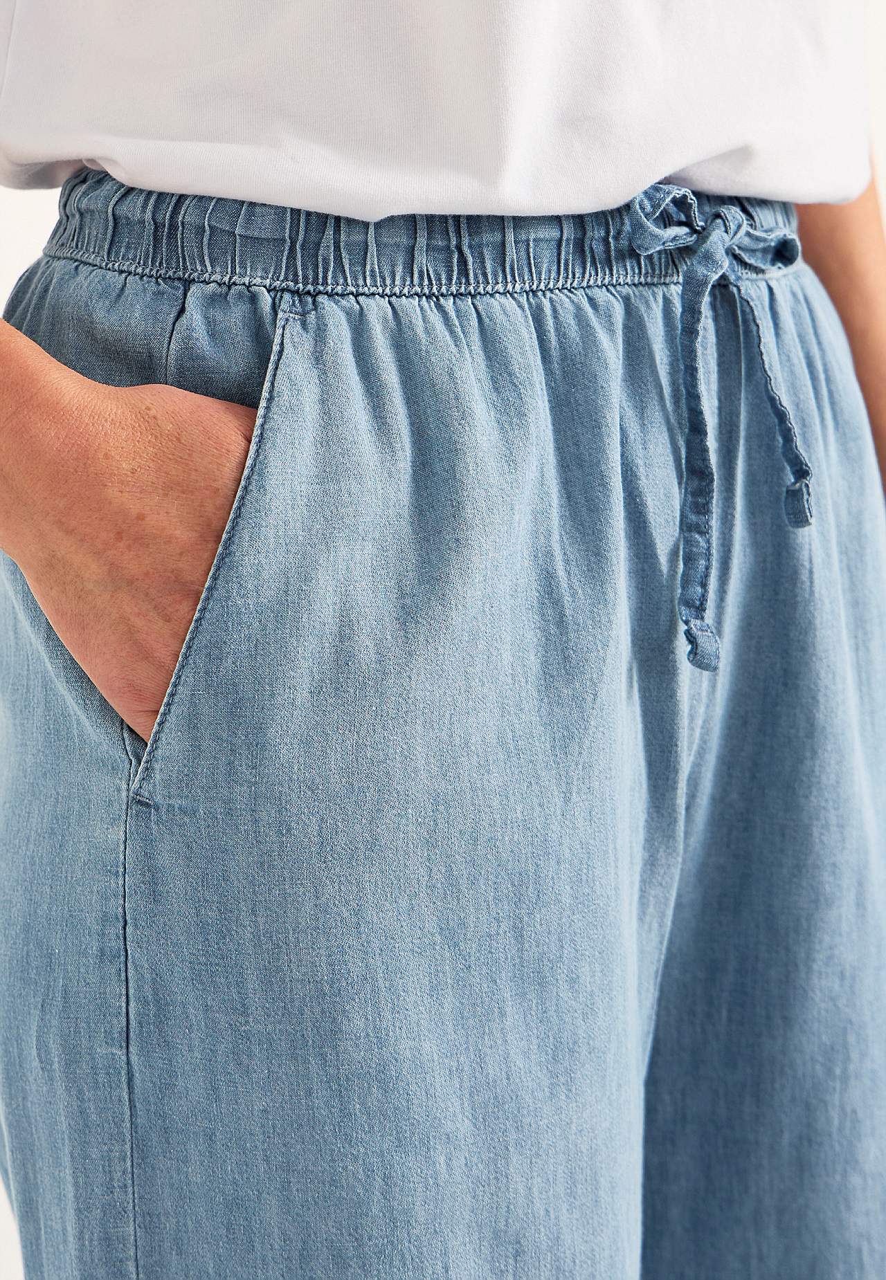 Broek van denim met wijde benen