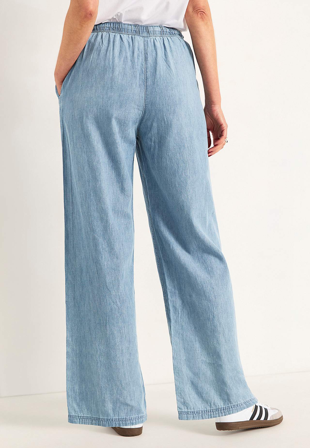 Broek van denim met wijde benen