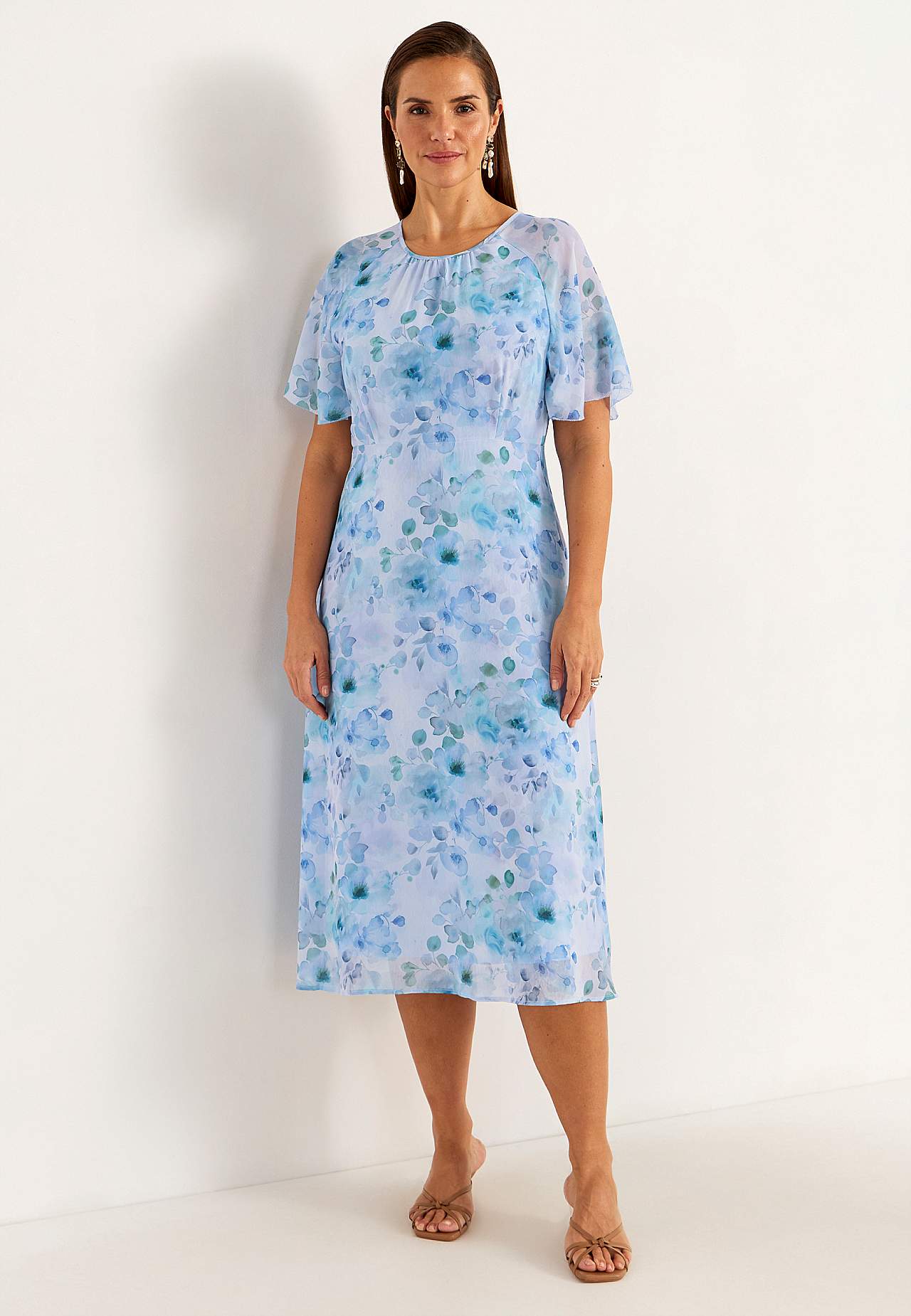 Bloemige chiffon-jurk
