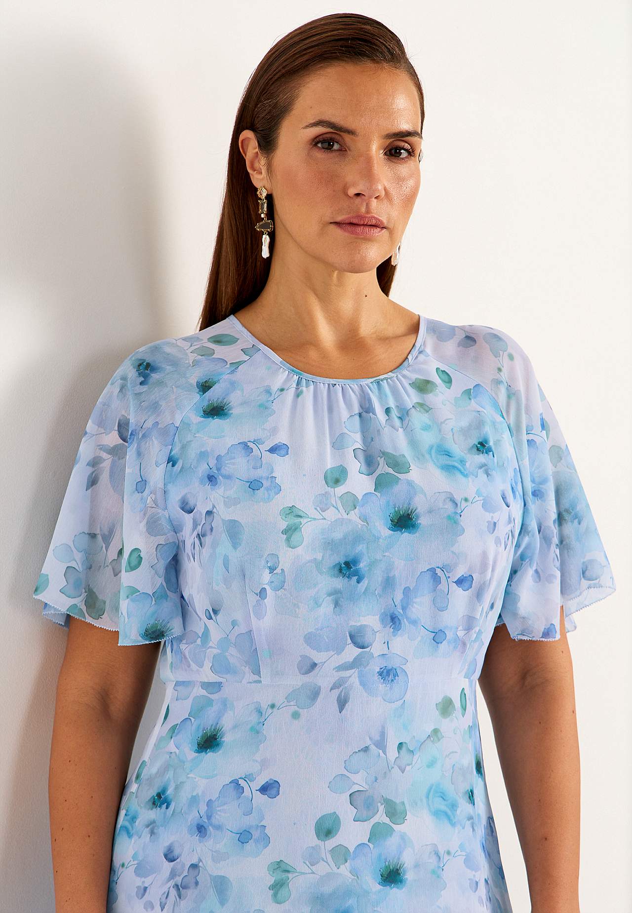 Bloemige chiffon-jurk