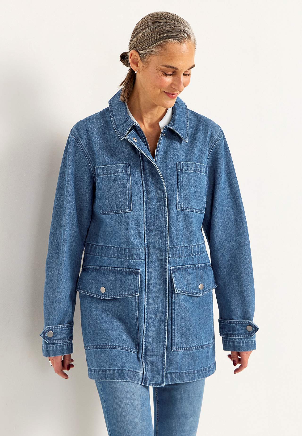 Denim jas met rits
