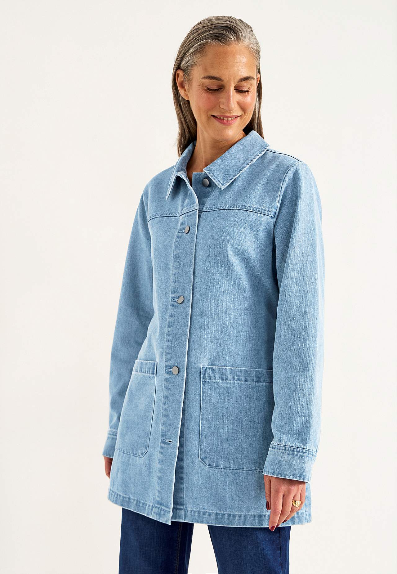 Denim jas met strikband
