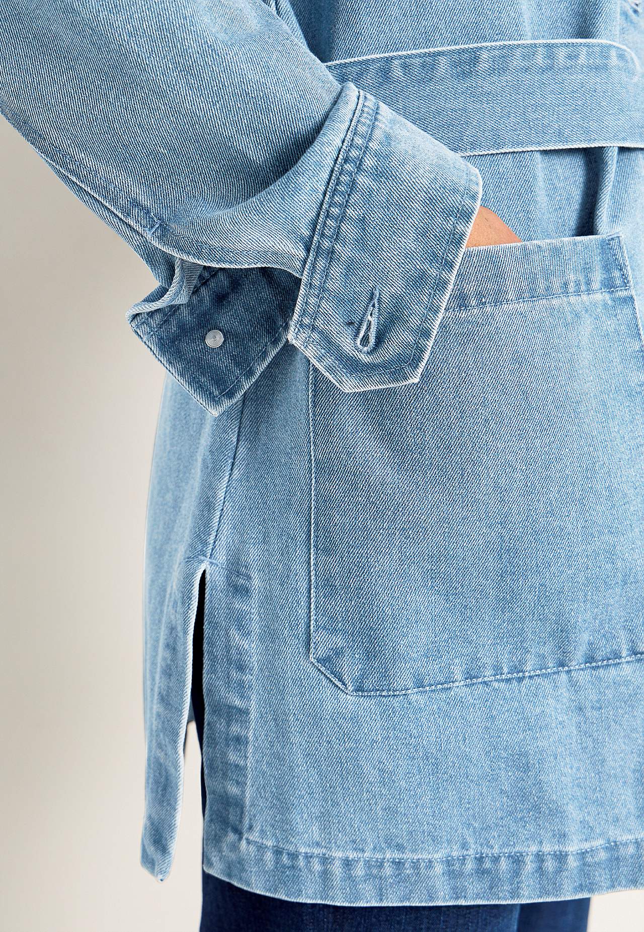 Denim jas met strikband