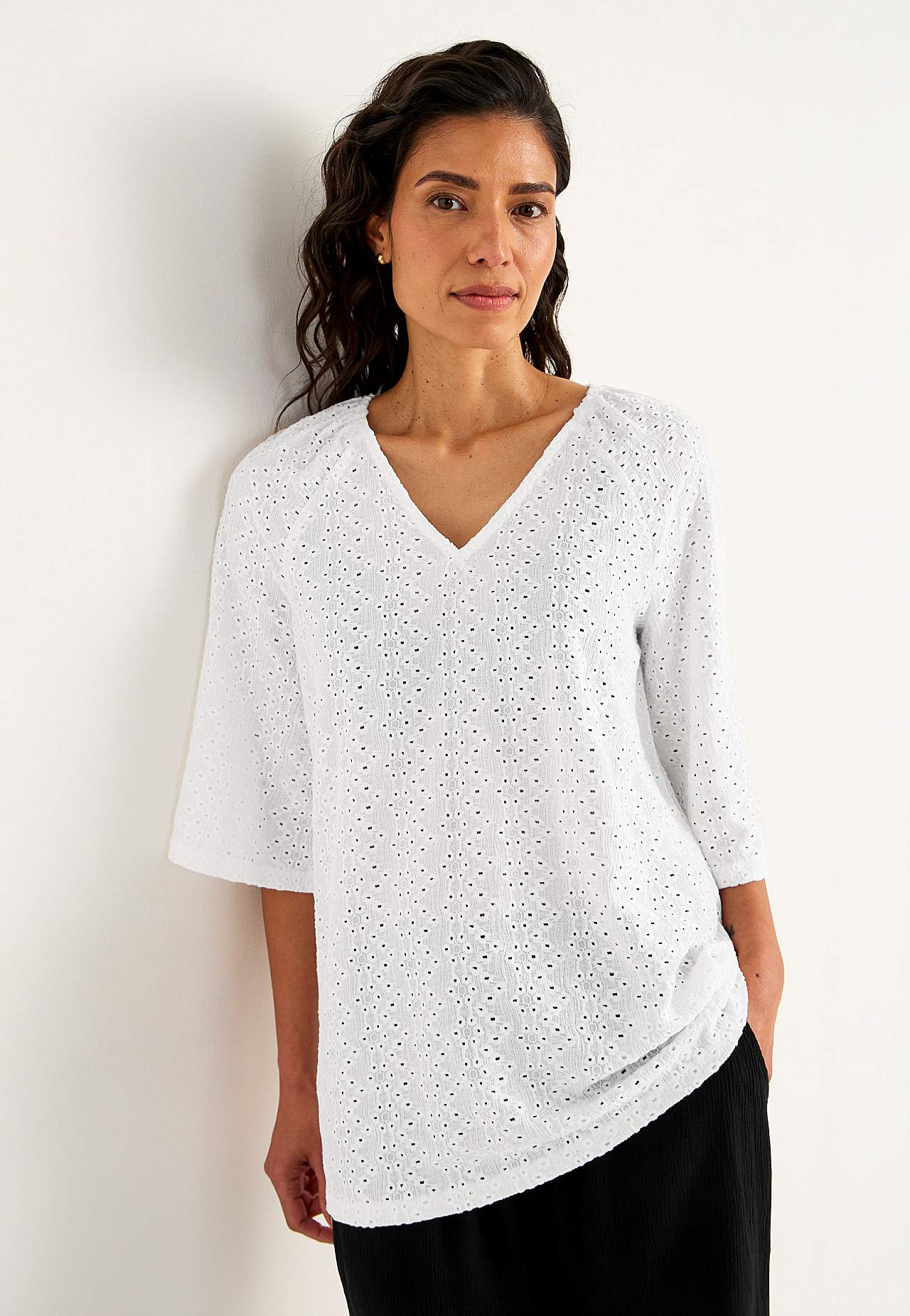 Jersey tuniek met borduurwerk met gaten