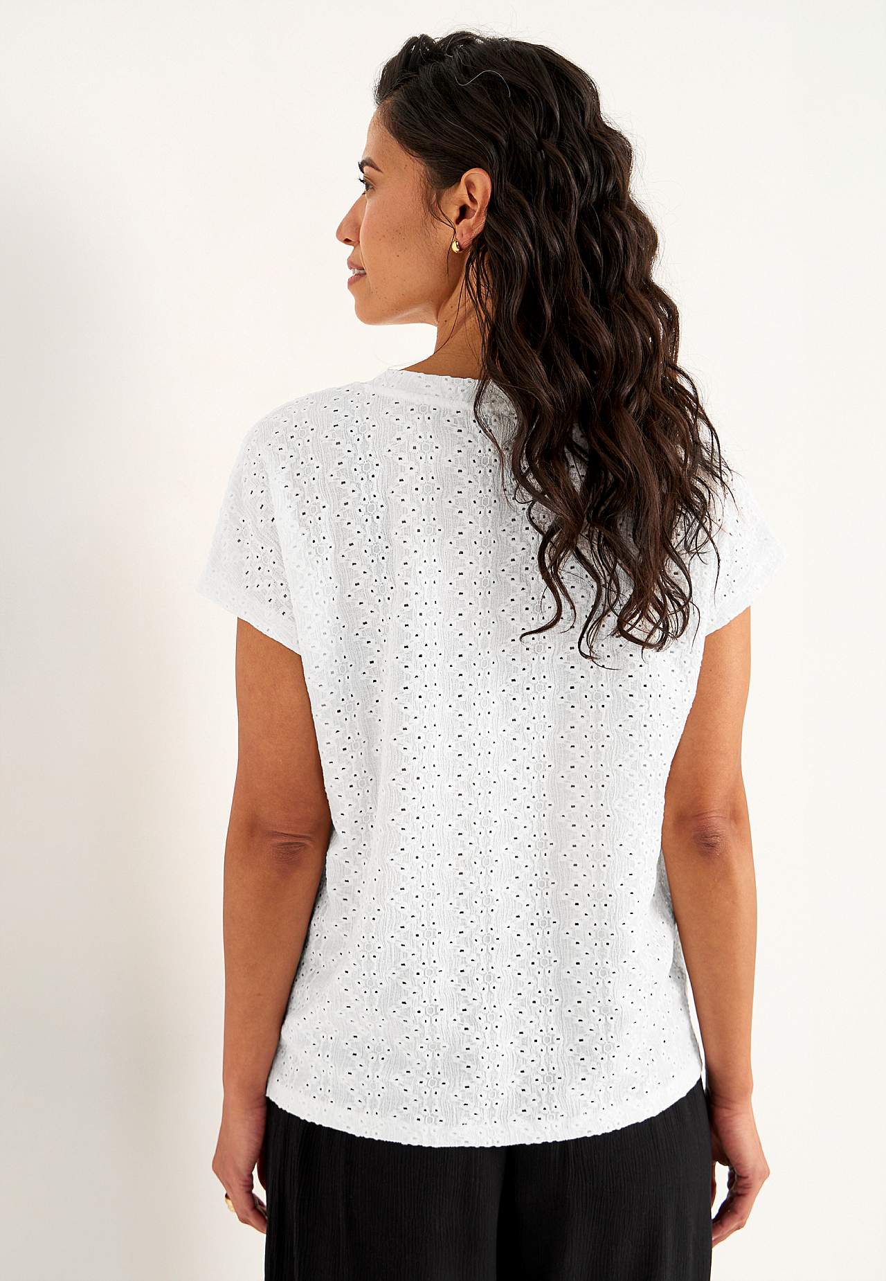 Jersey-topje met borduurwerk met gaten