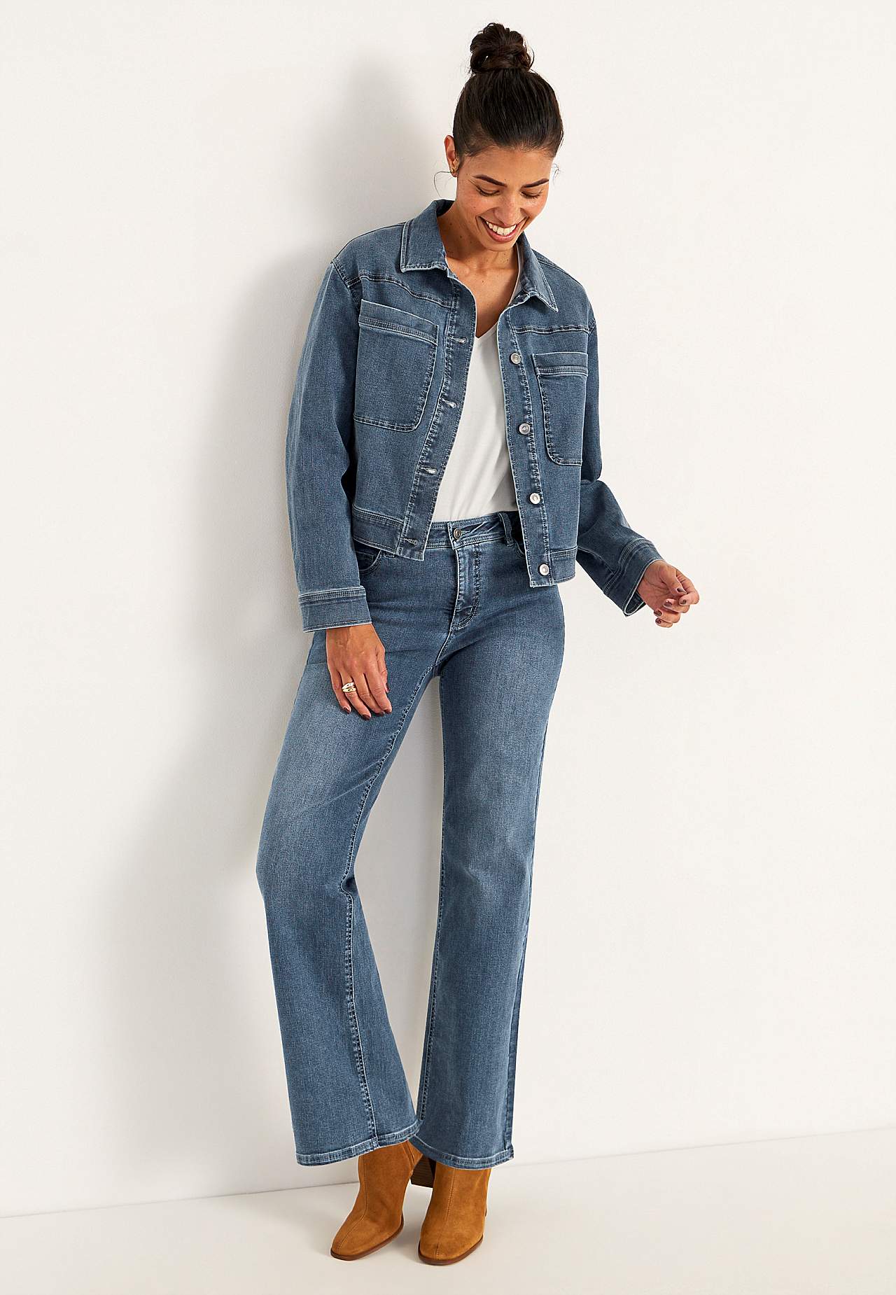 Wijde spijkerbroek van superstretch denim