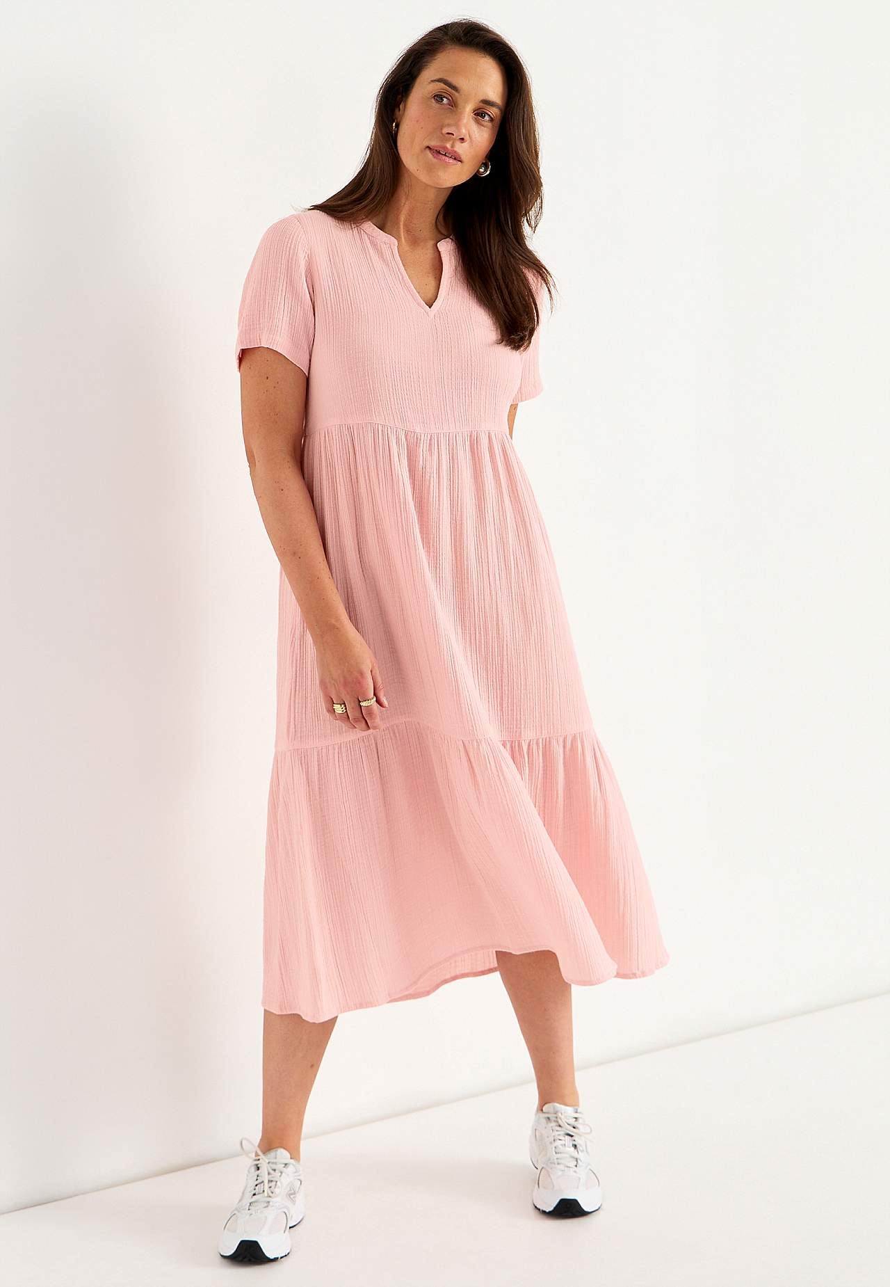 Jurk van gekreukt katoen