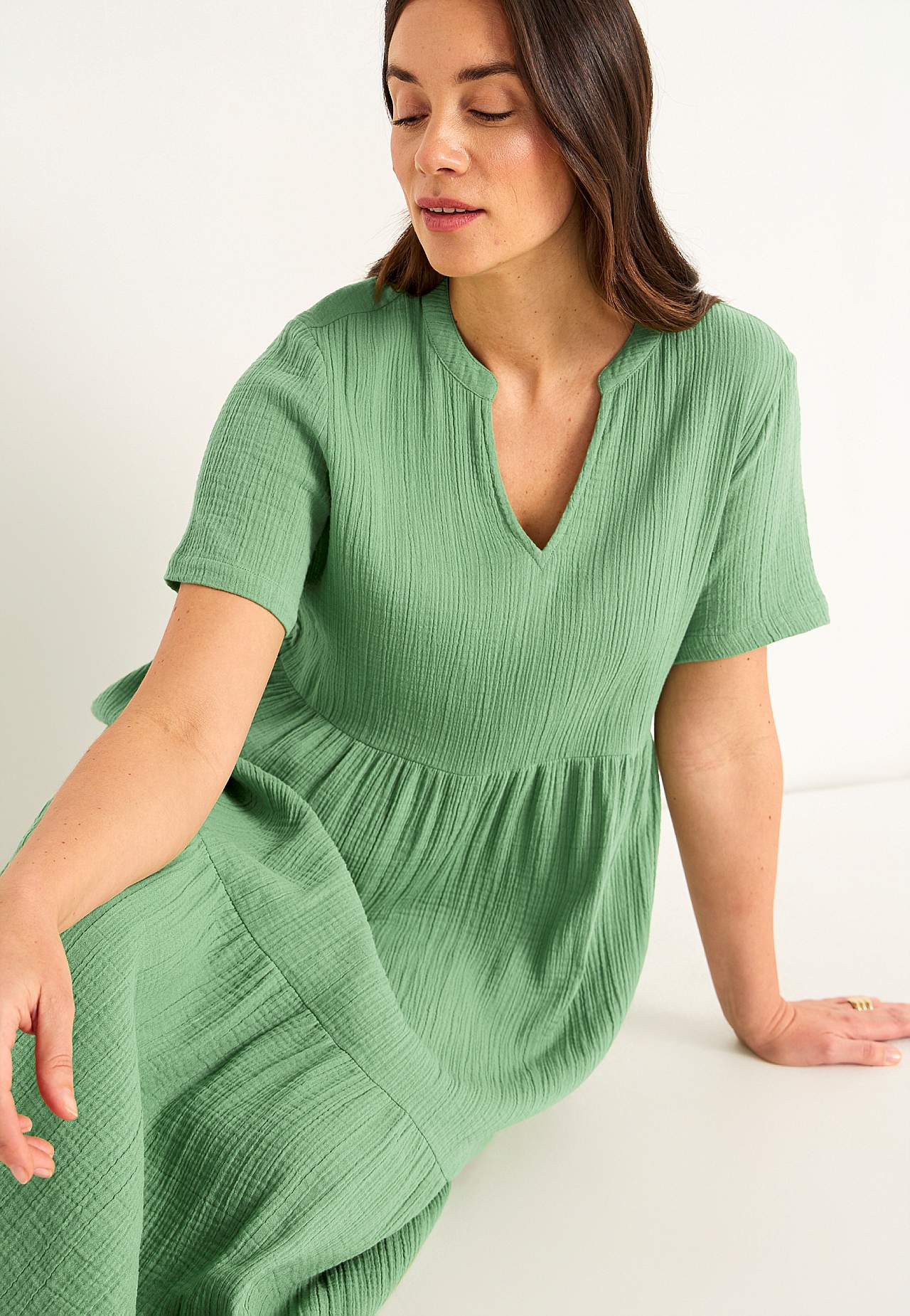 Jurk van gekreukt katoen