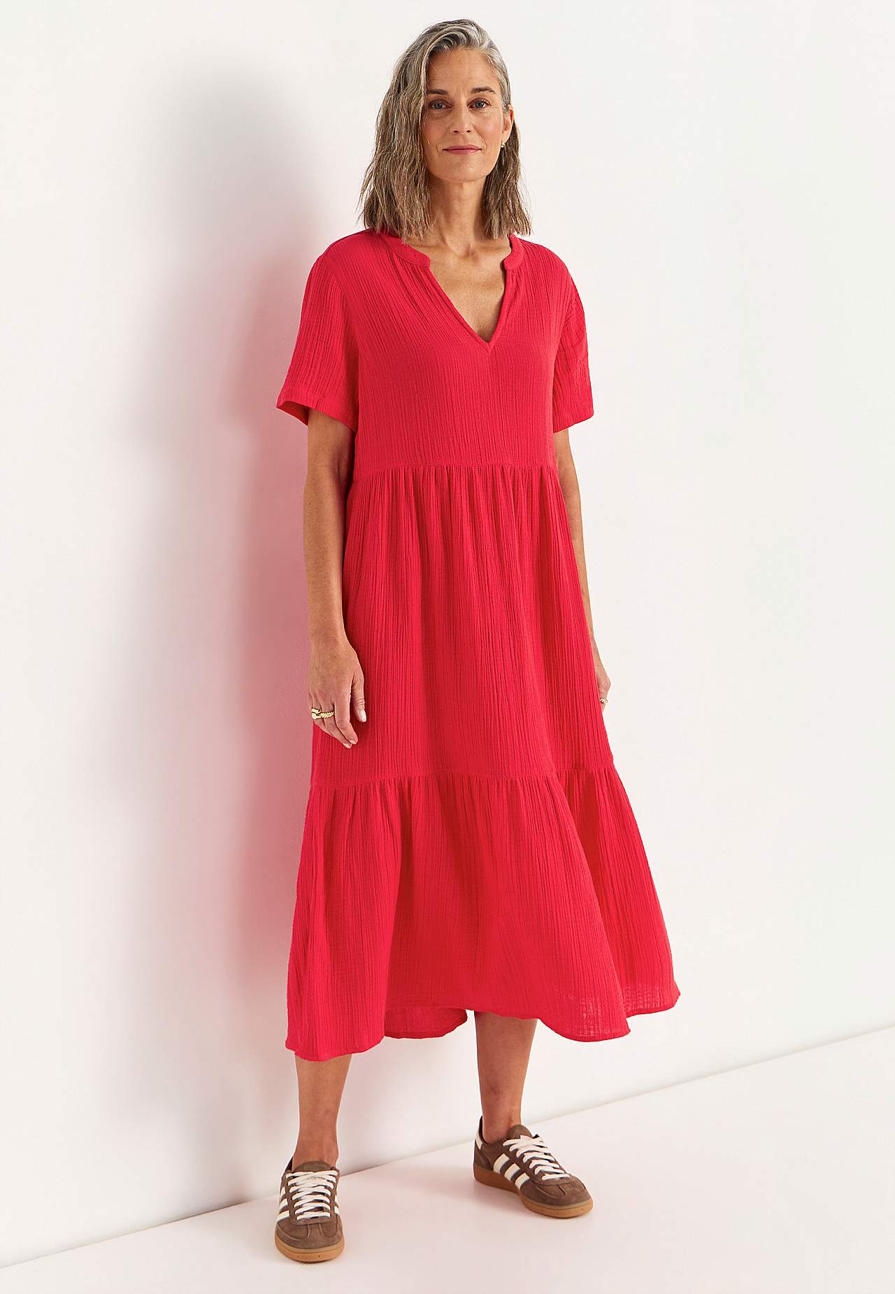 Jurk van gekreukt katoen