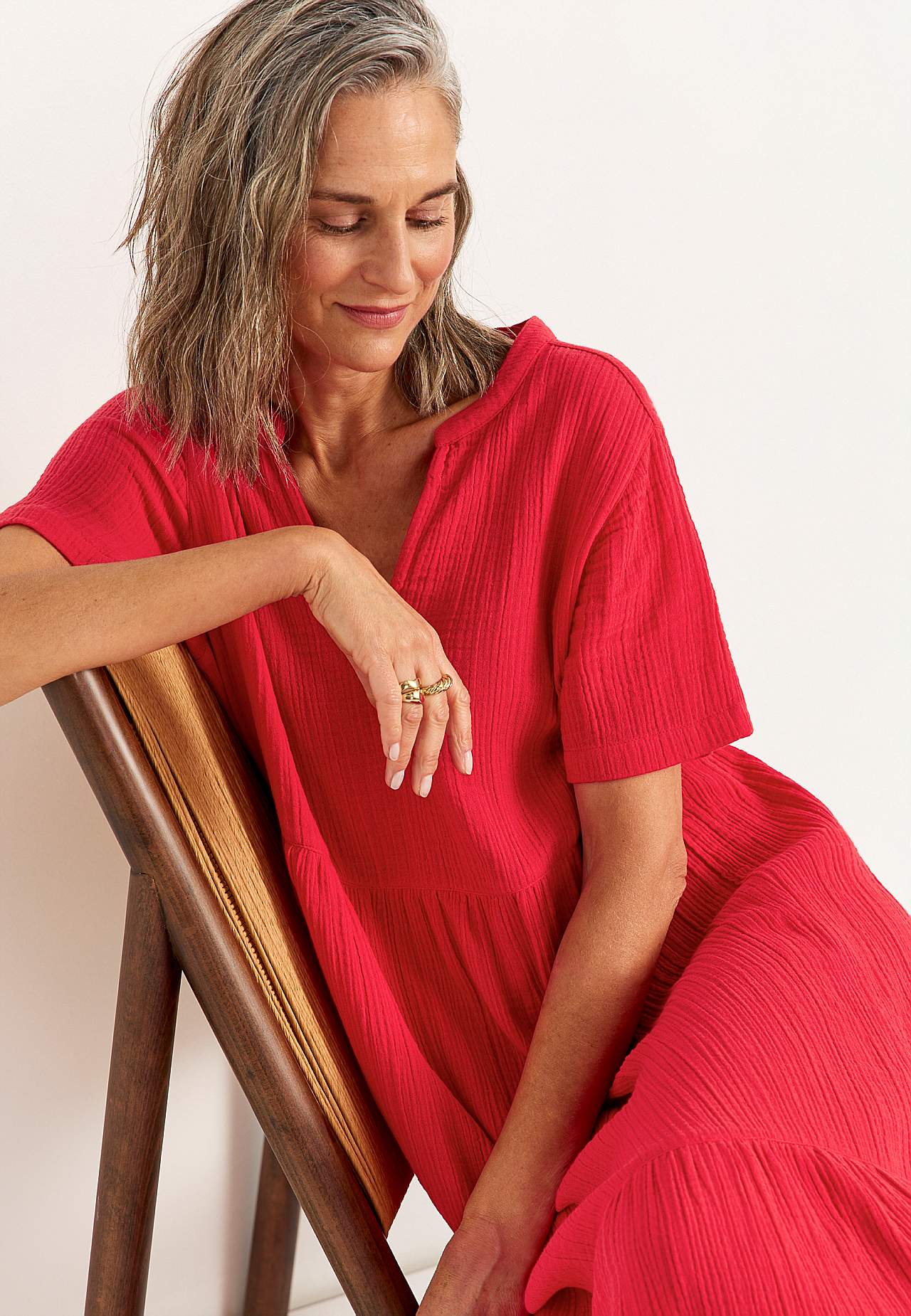 Jurk van gekreukt katoen