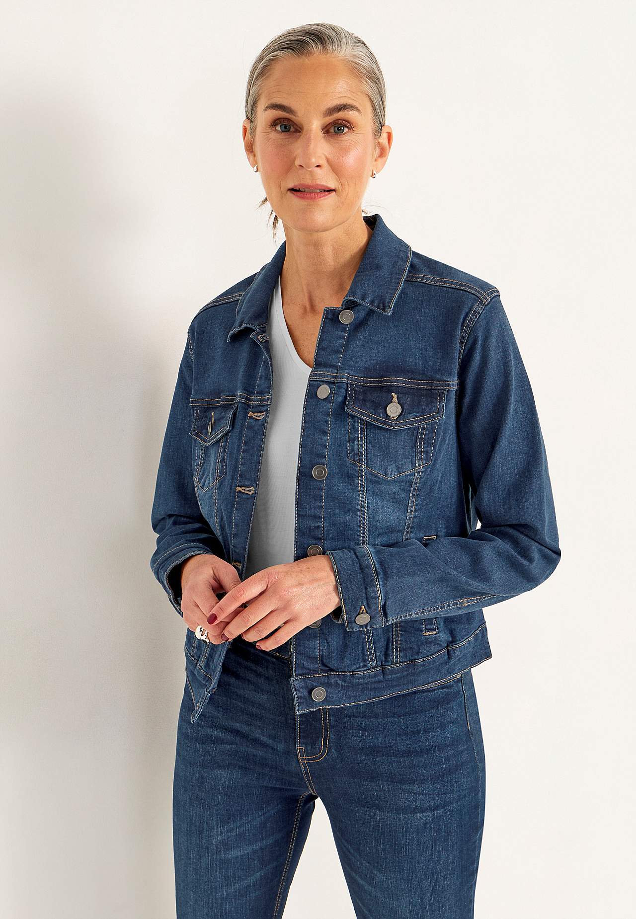 Elastische denim jas