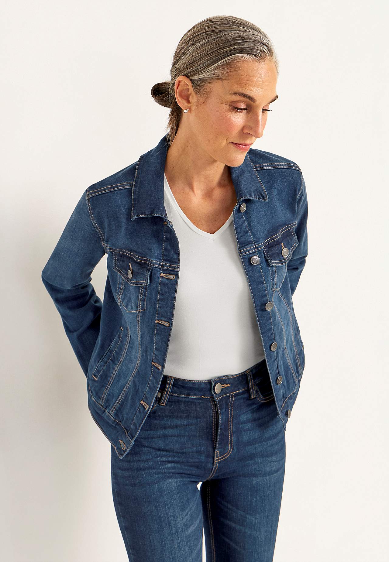 Elastische denim jas
