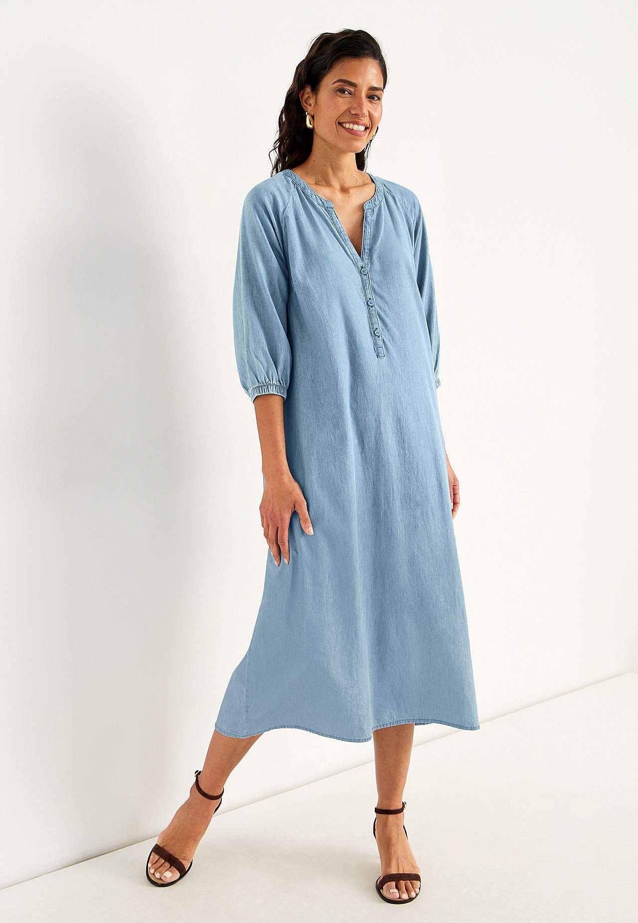 Denim jurk met knoppen