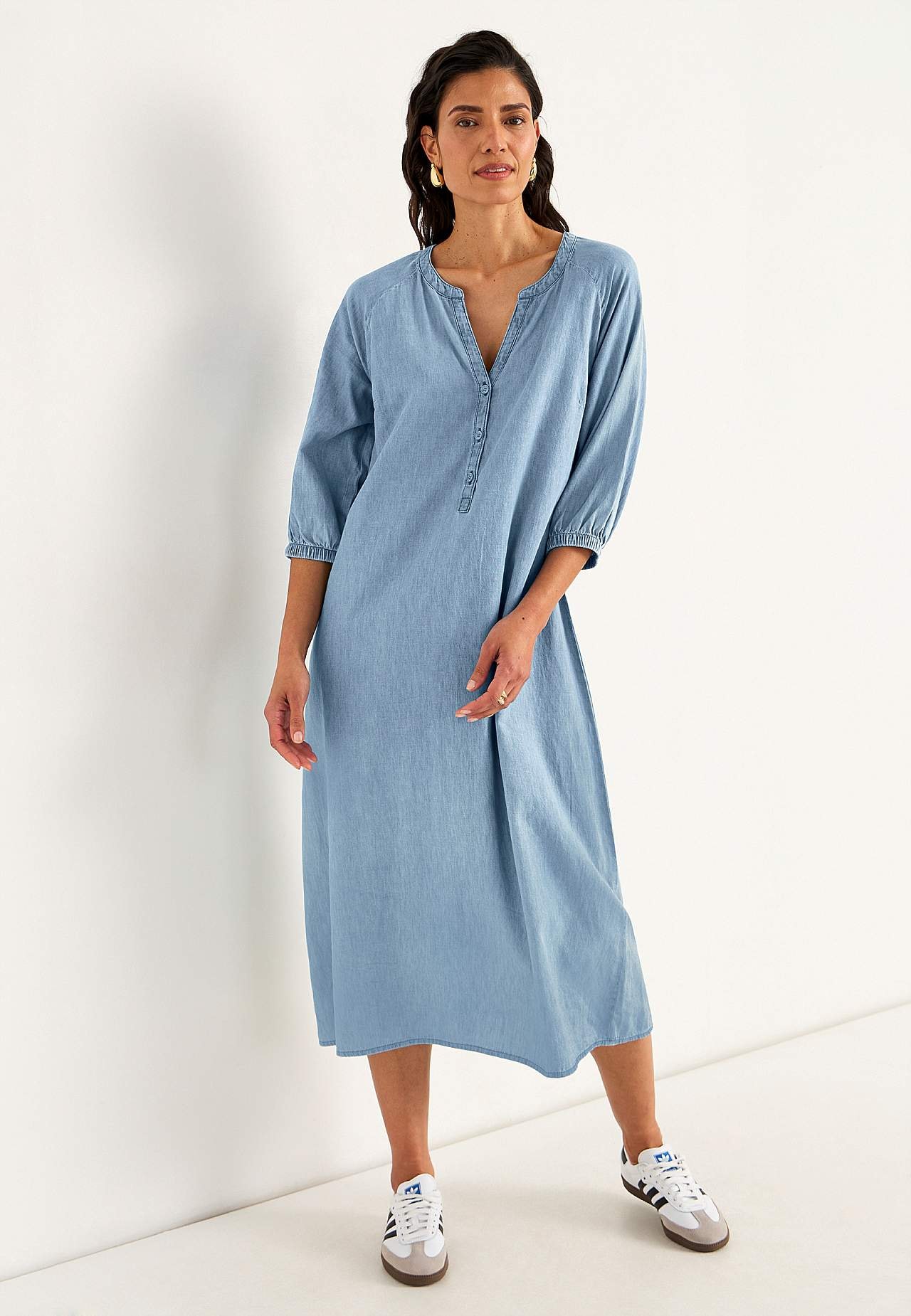 Denim jurk met knoppen