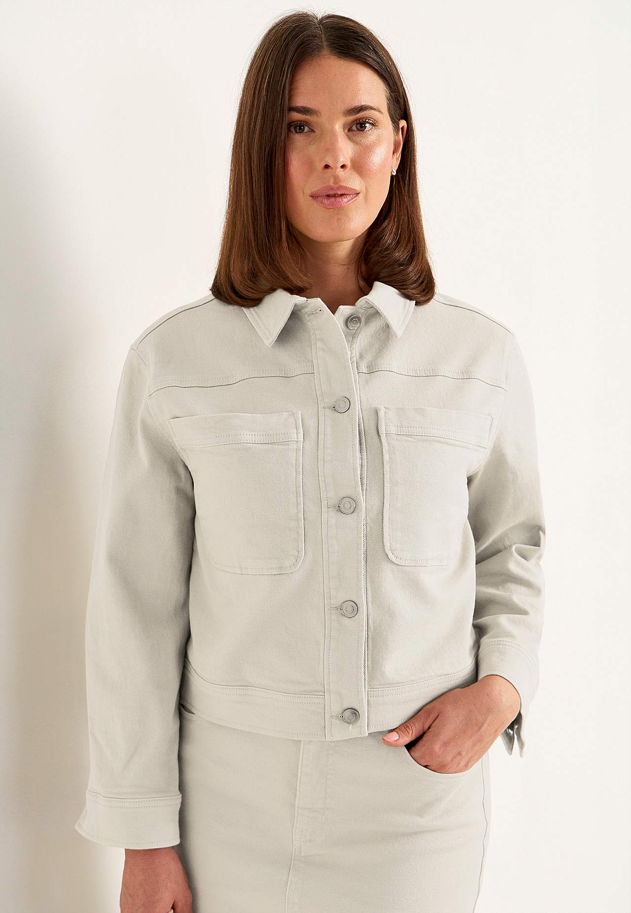 Elastische denim jas